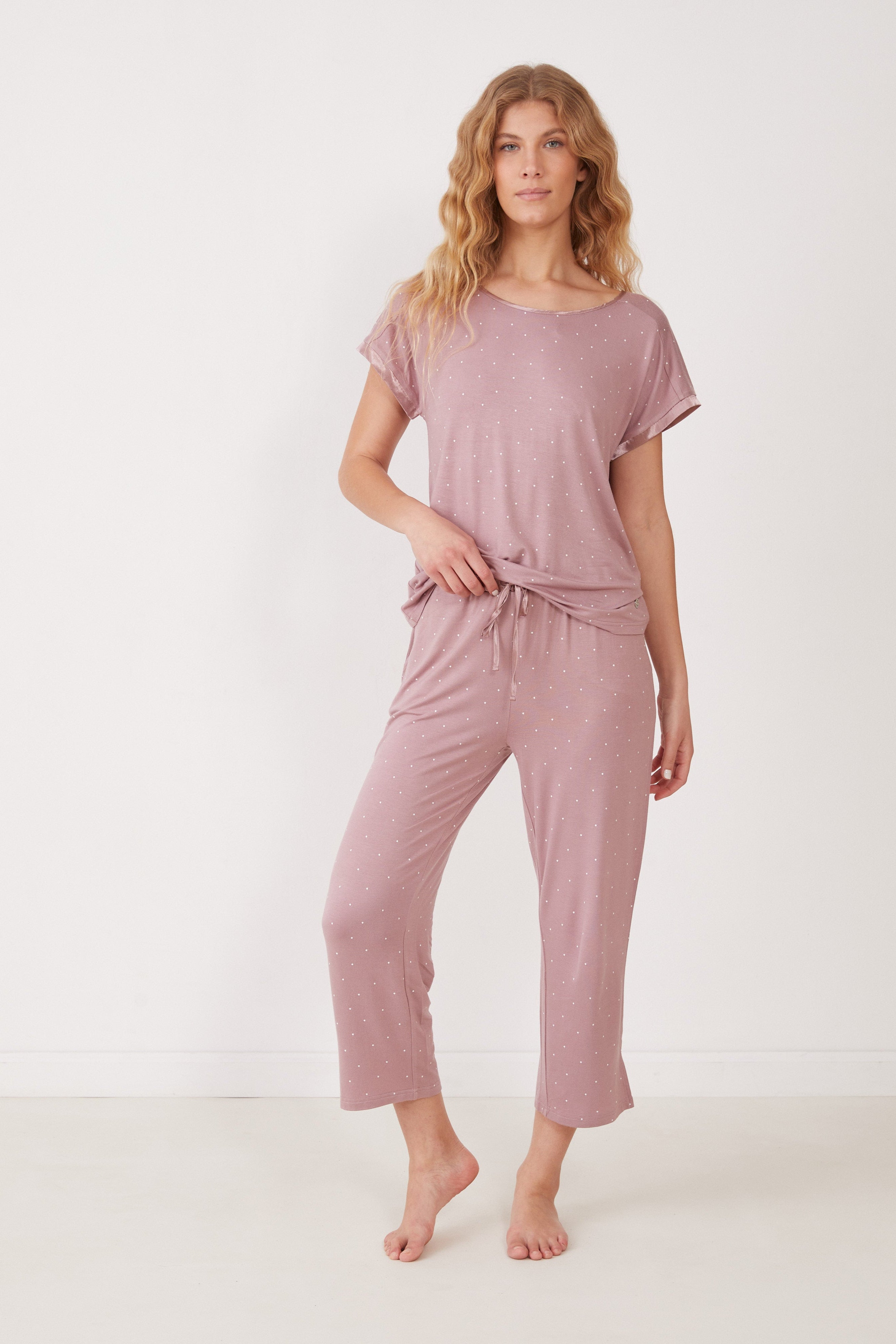 סט פיג'מה מכנס 3/4