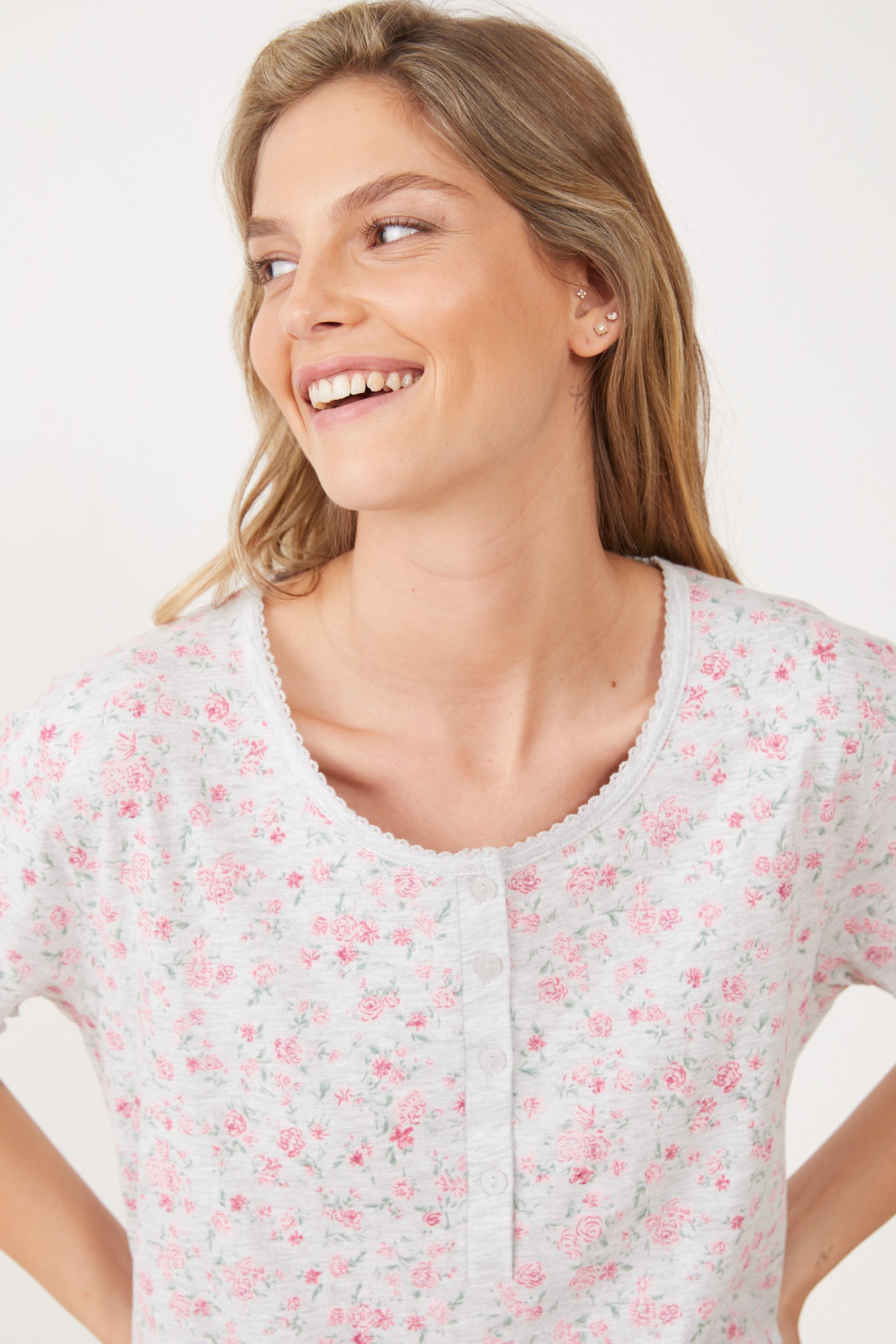 פיג'מת קיץ כותנה מכנס ארוך