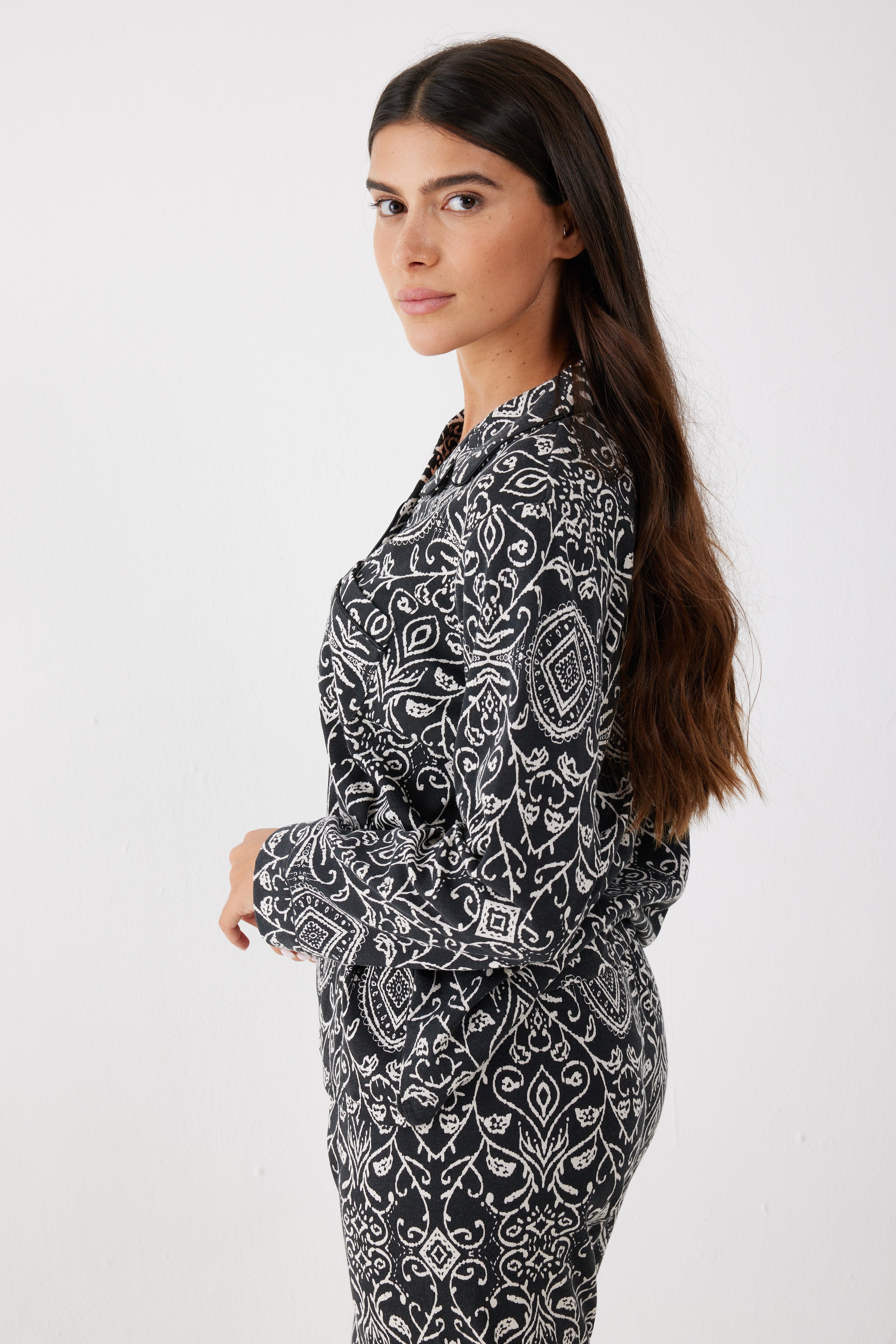 פיג'מה מכופתרת אינטרלוק