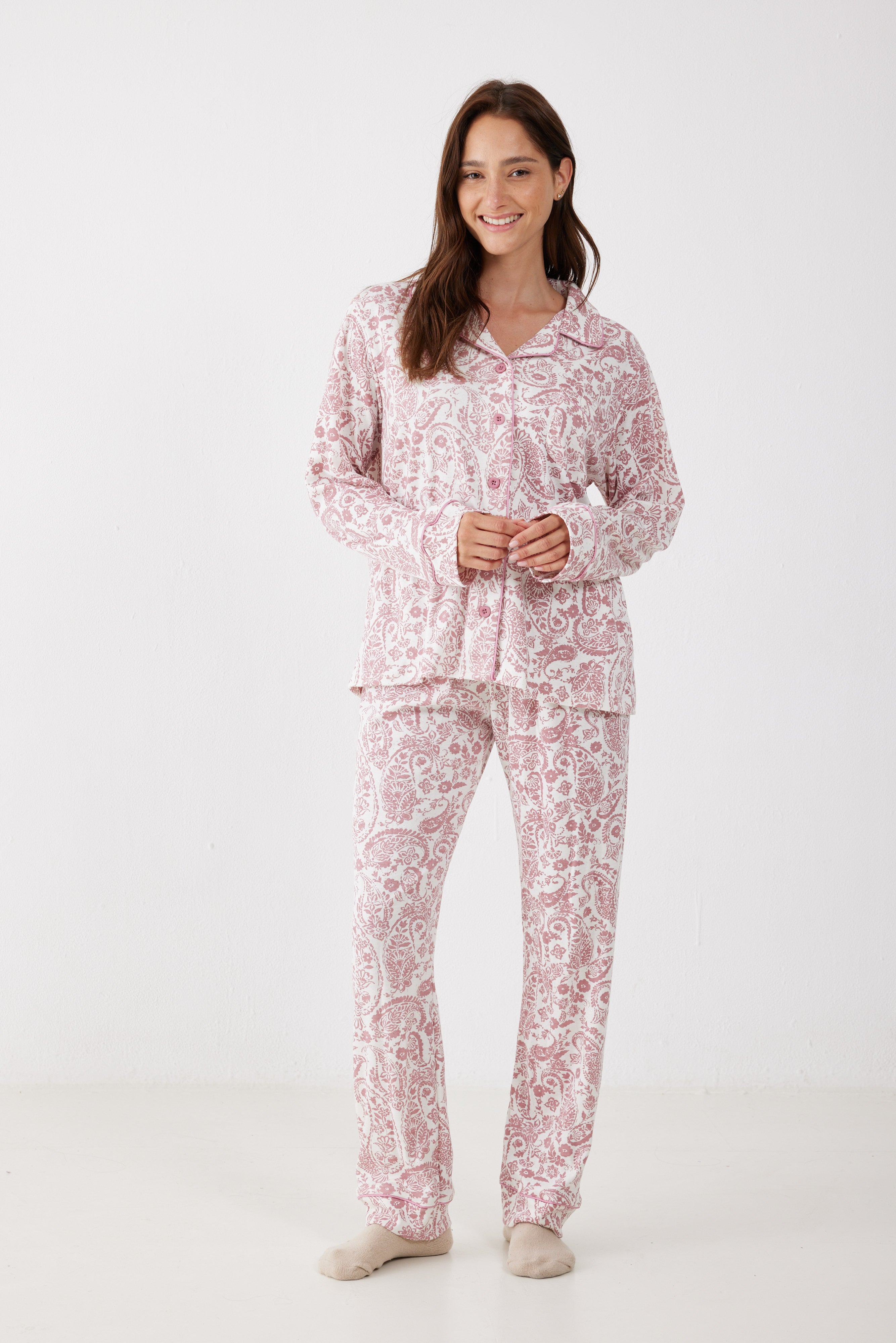 פיג'מה אינטרלוק מכופתרת