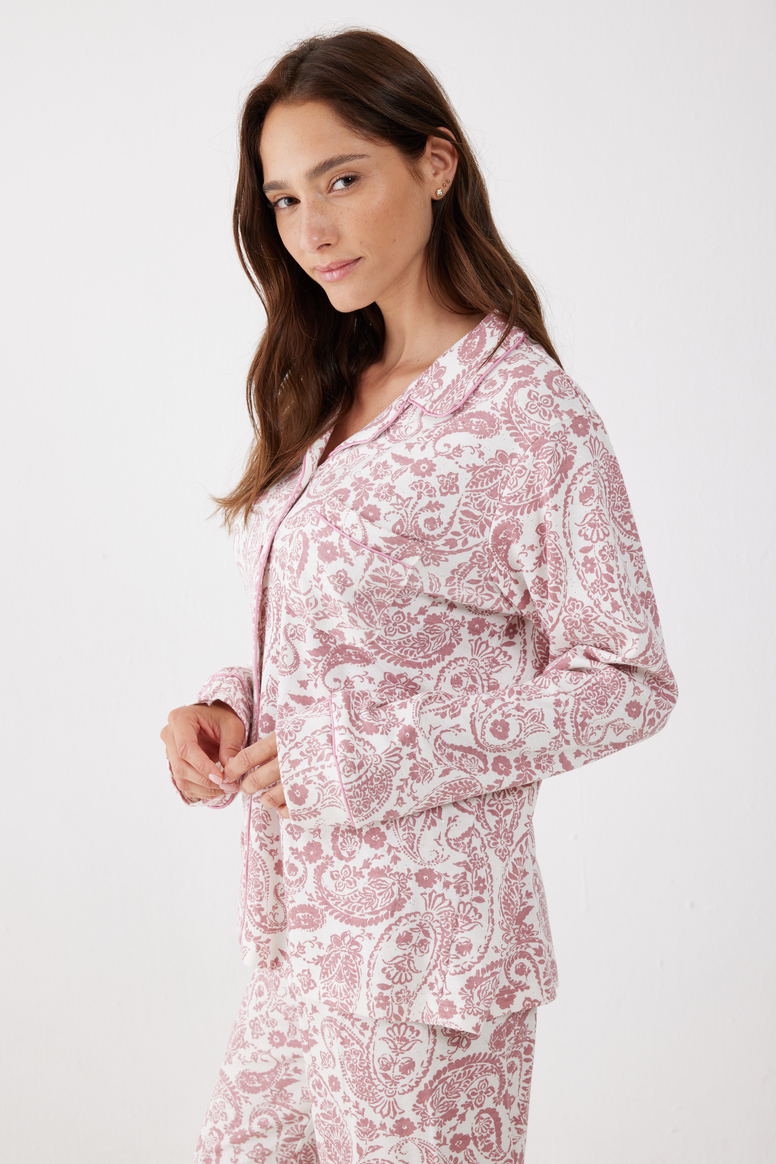 פיג'מה אינטרלוק מכופתרת