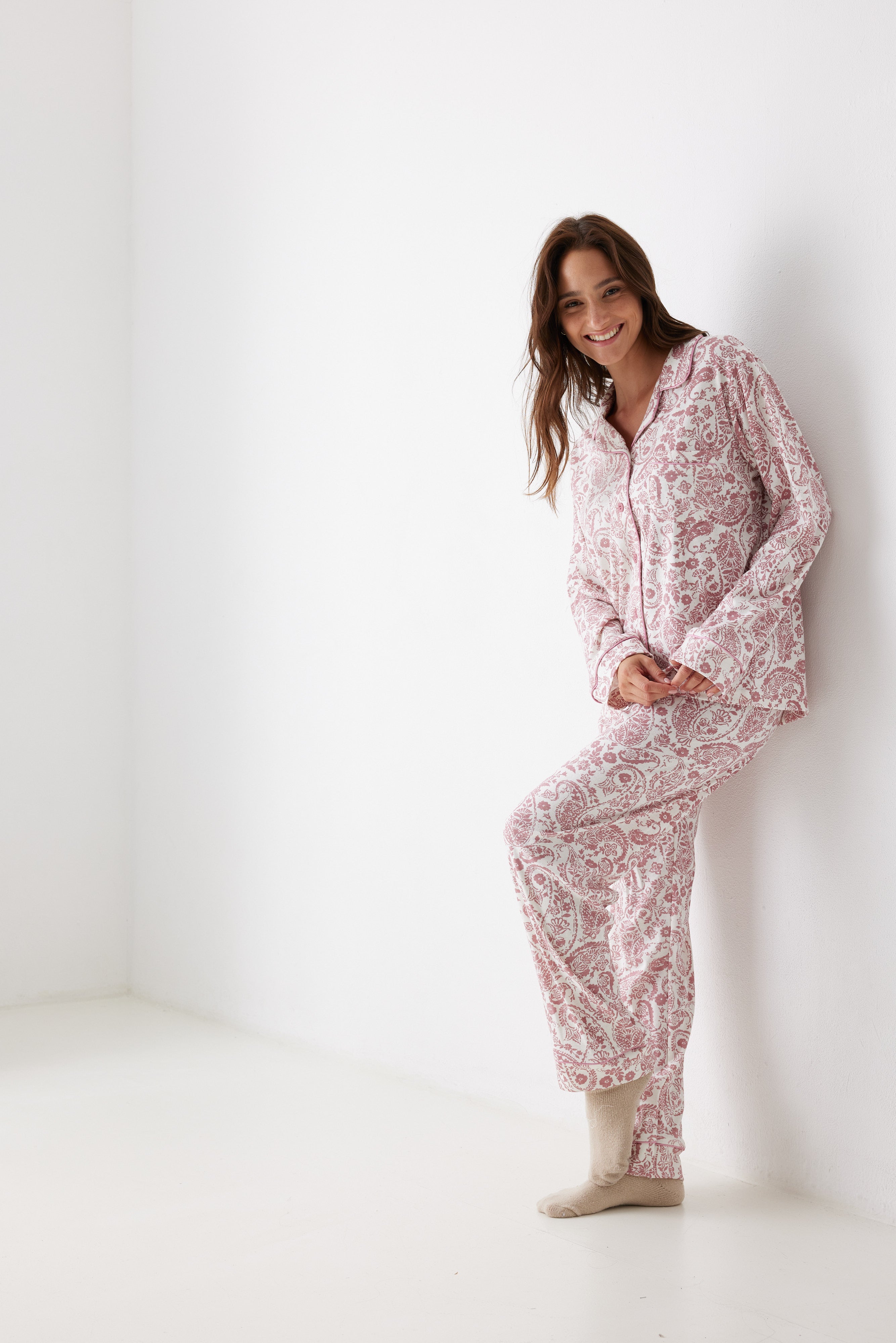 פיג'מה אינטרלוק מכופתרת