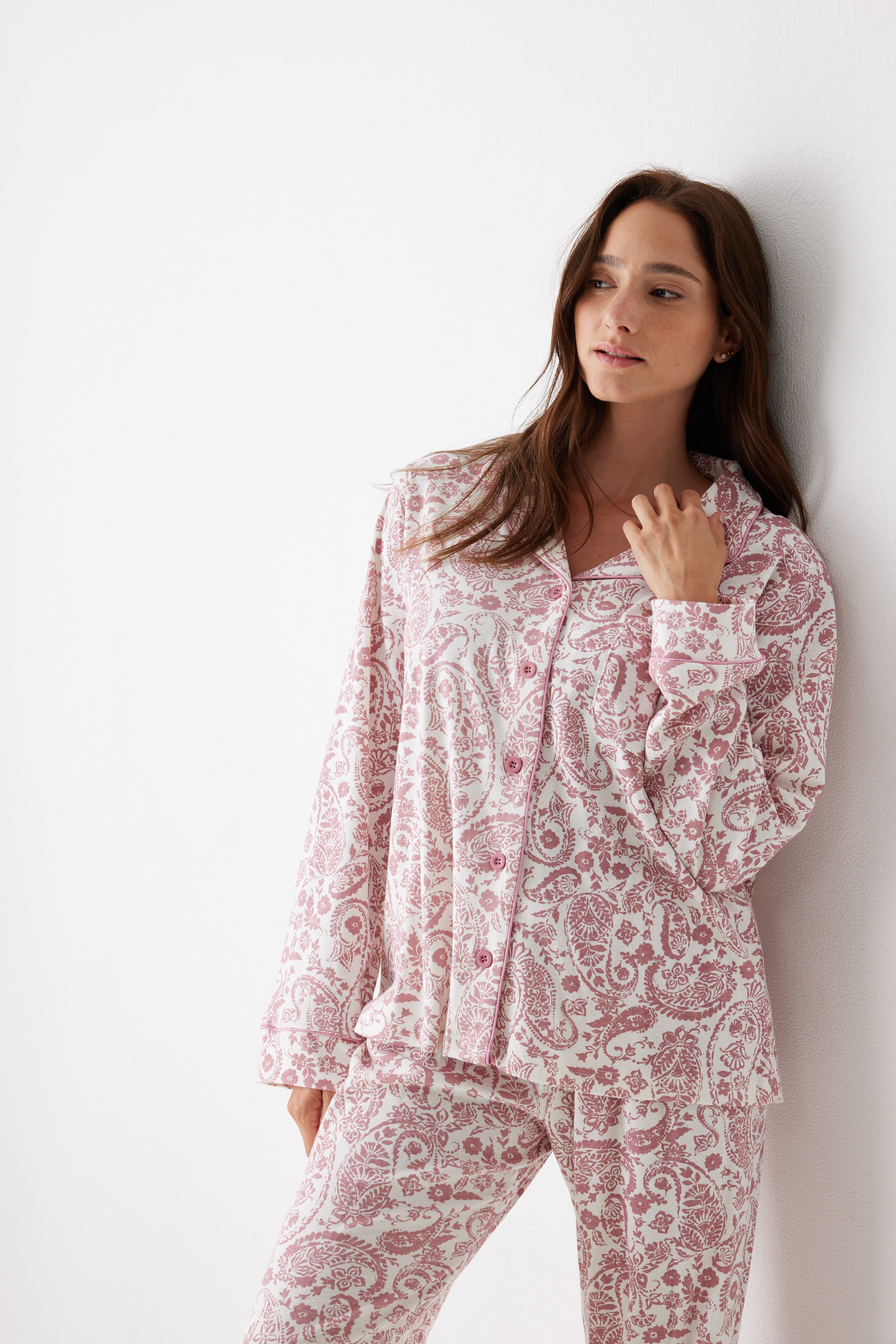 פיג'מה אינטרלוק מכופתרת