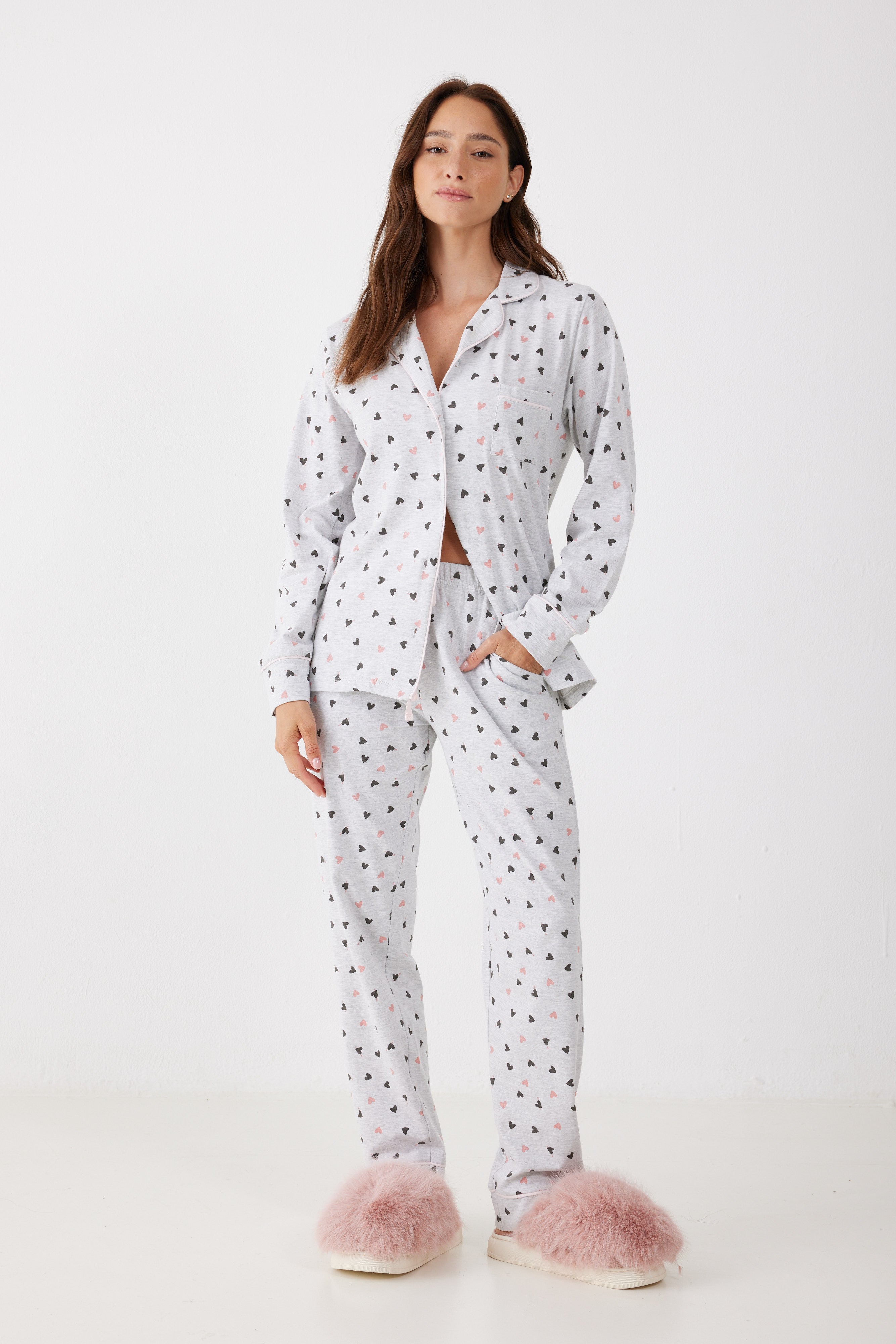 פיג'מה מכופתרת ויסקוזה