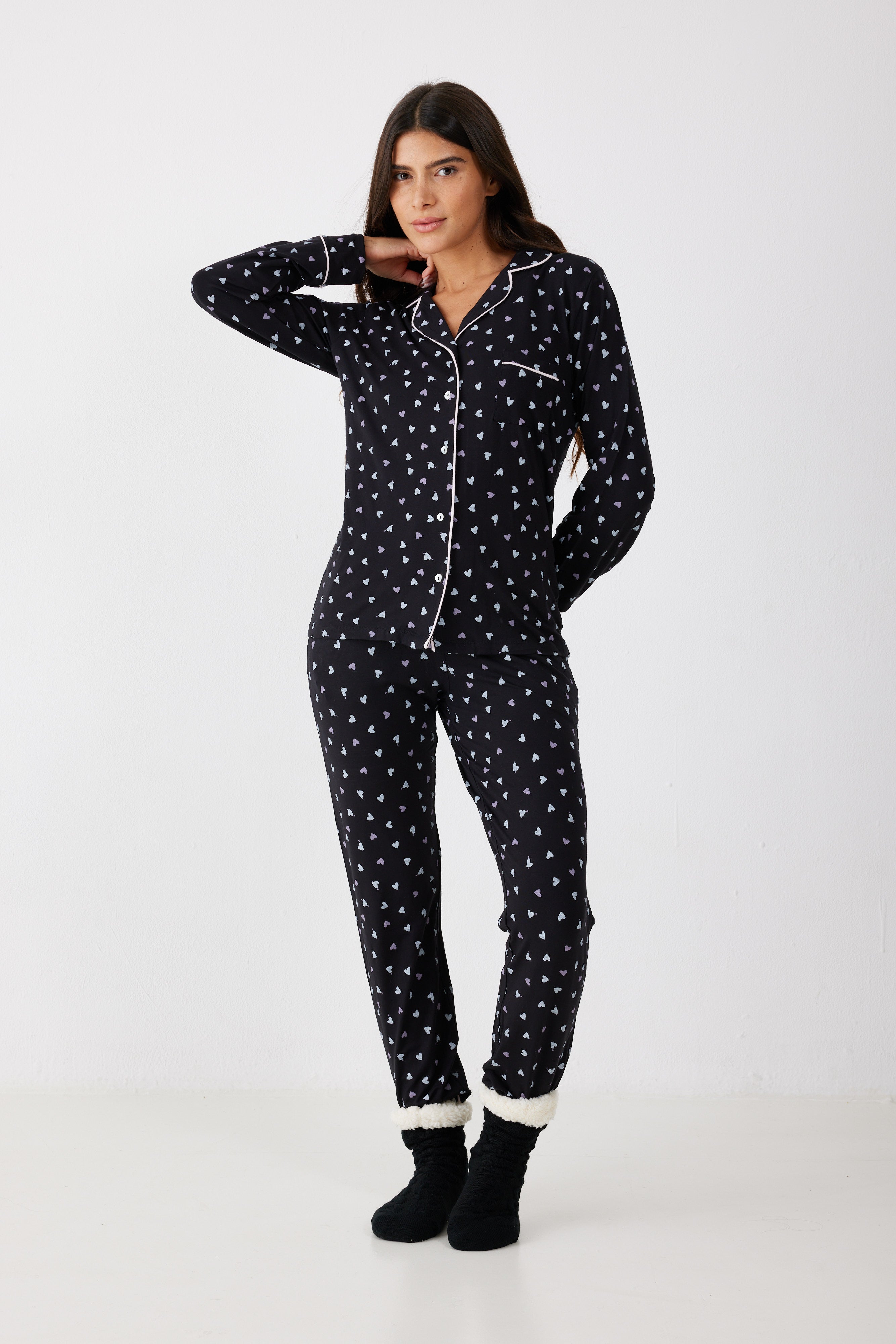 פיג'מה מכופתרת ויסקוזה