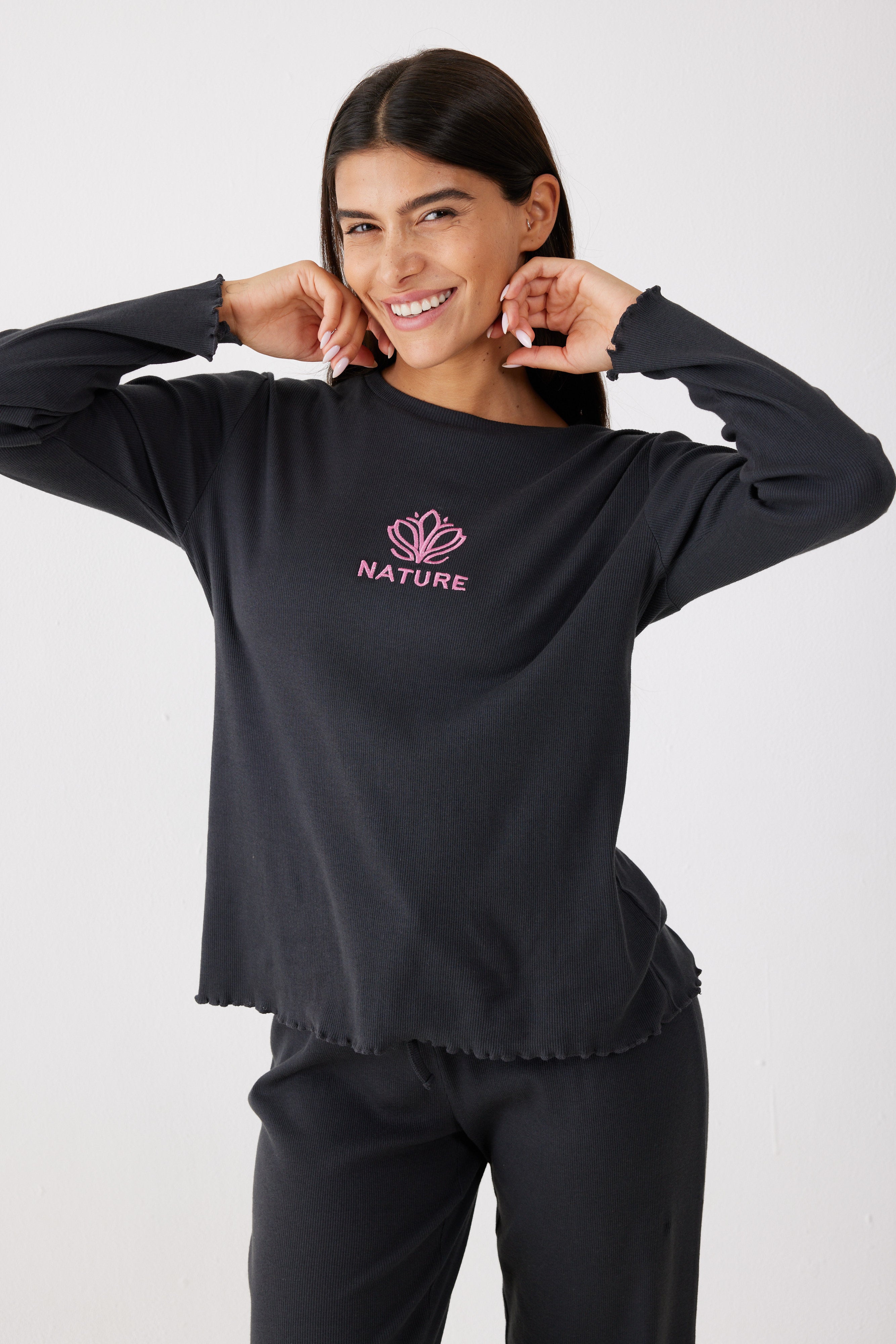 פיג'מה ריב 100% כותנה