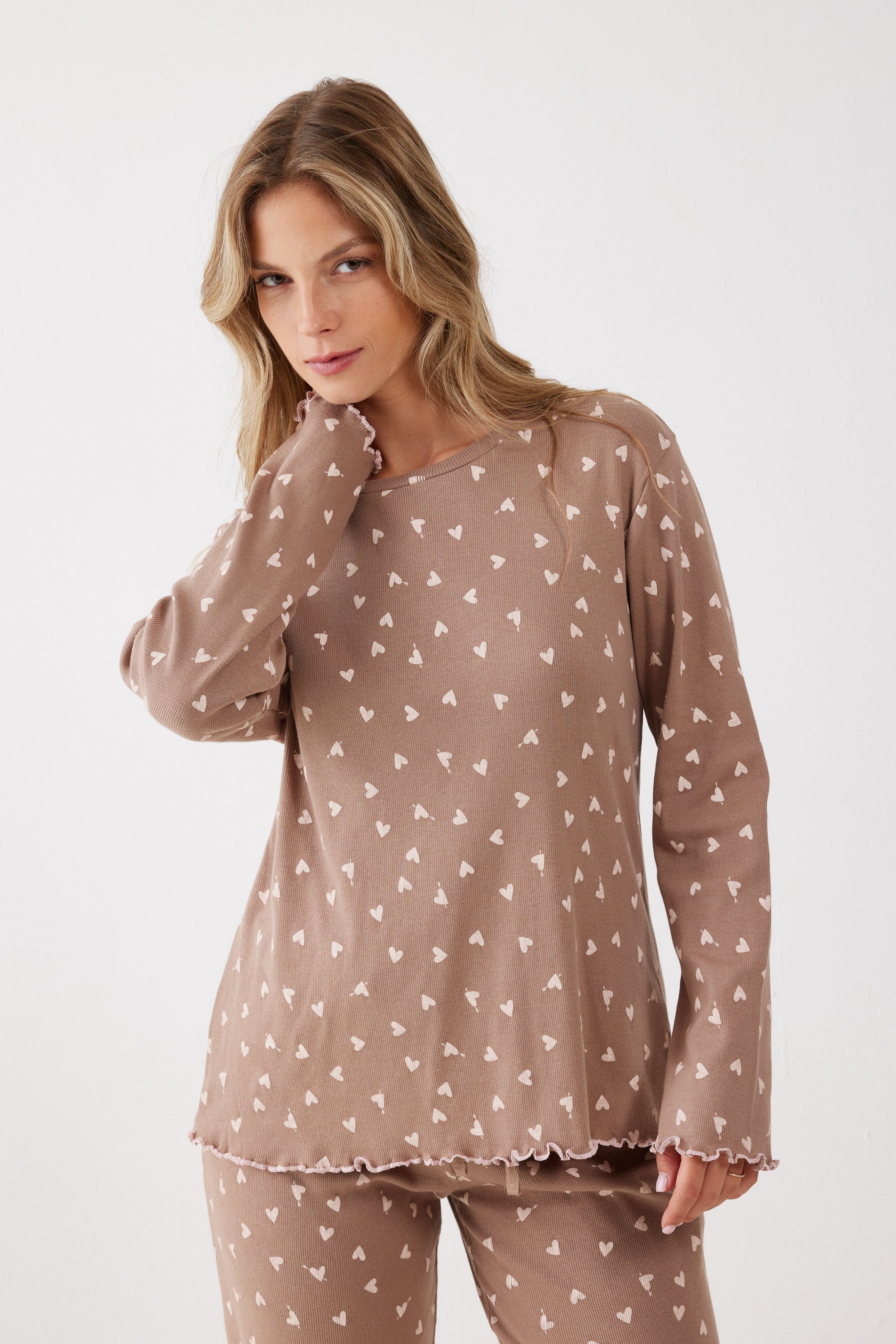 פיג'מה ריב 100% כותנה