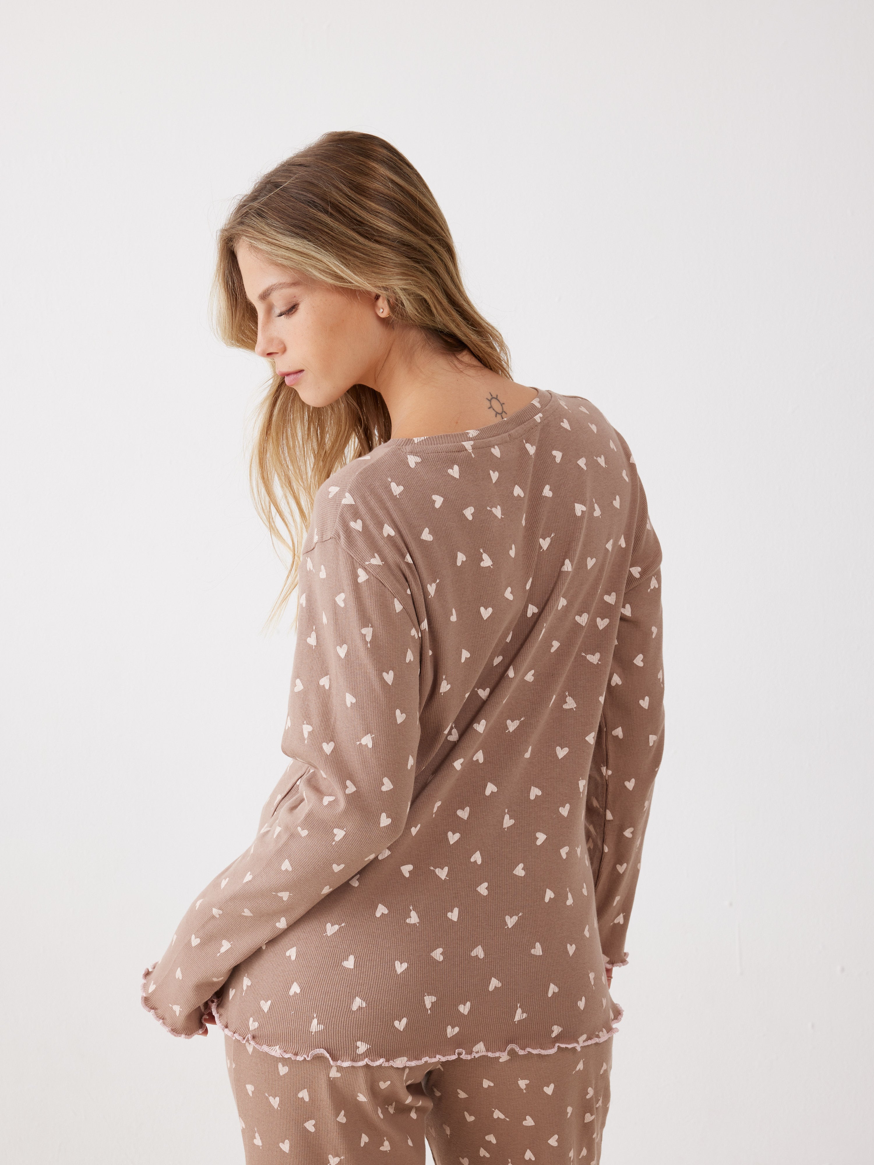 פיג'מה ריב 100% כותנה