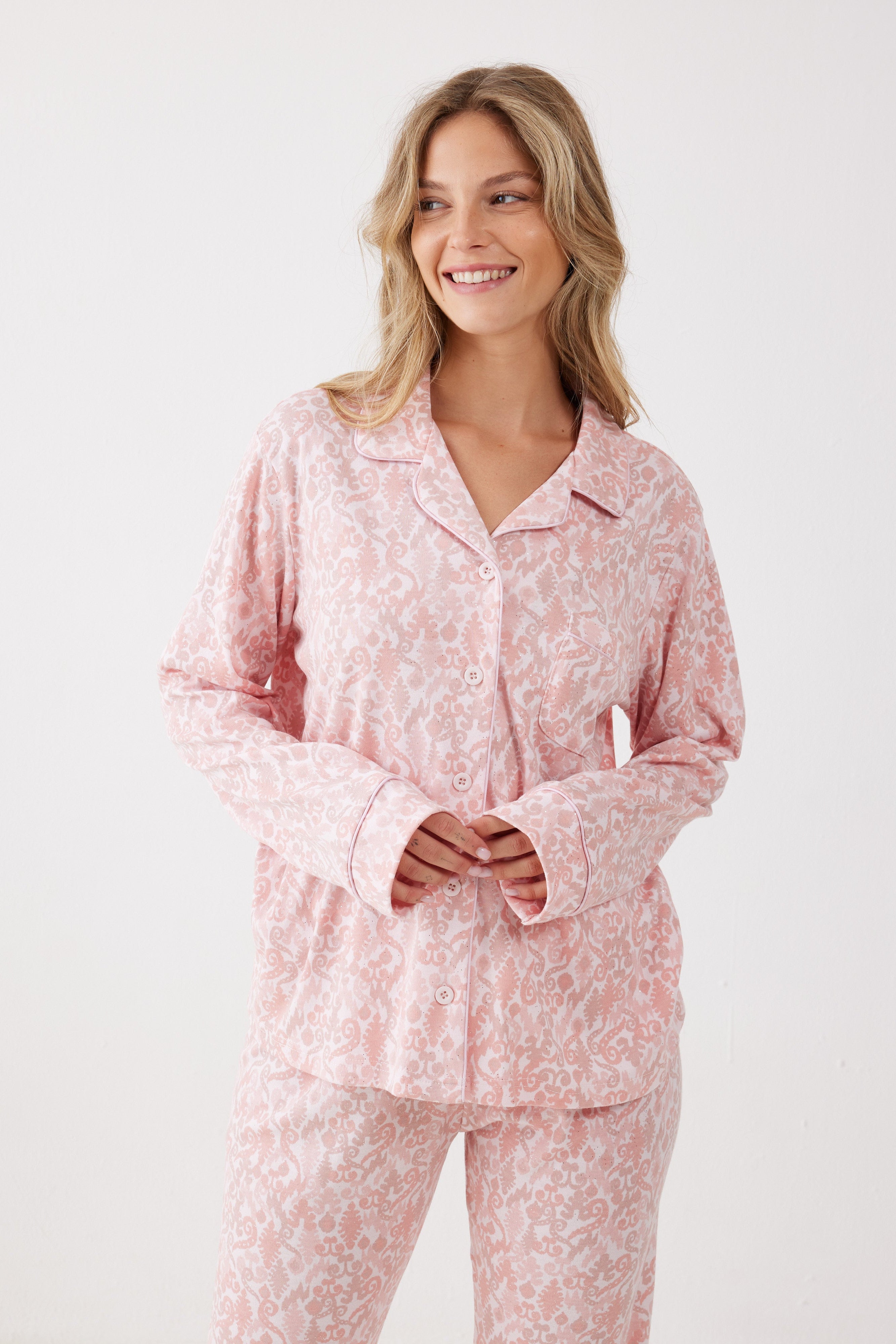 פיג'מה מכופתרת אינטרלוק