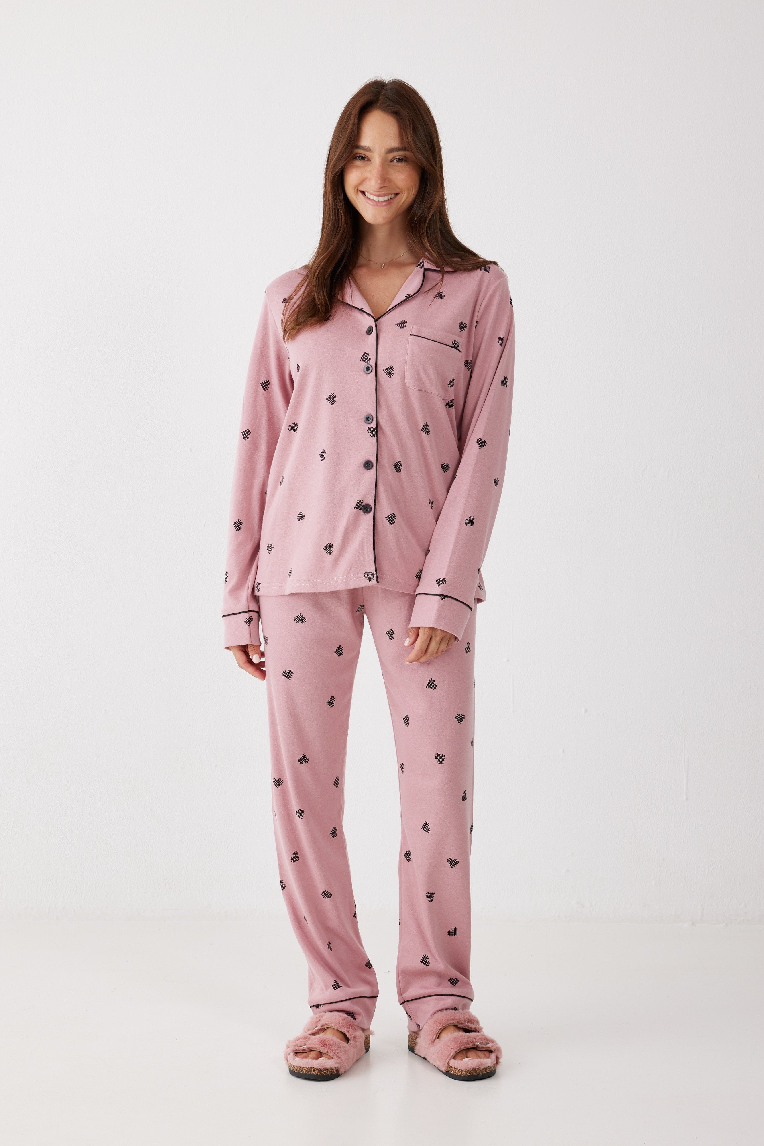 סט פיג'מה מכופתרת אינטרלוק