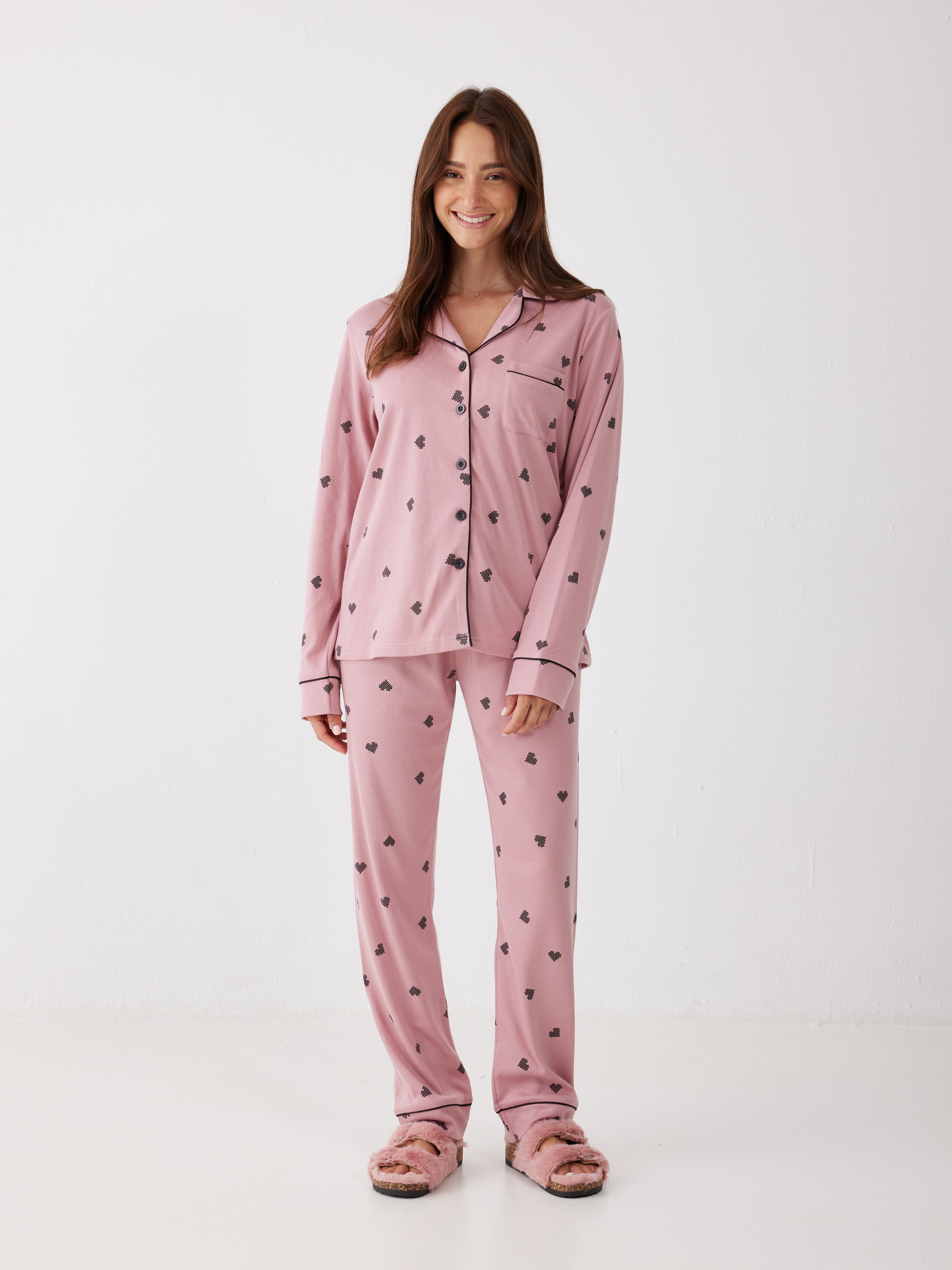 סט פיג'מה  מכופתרת