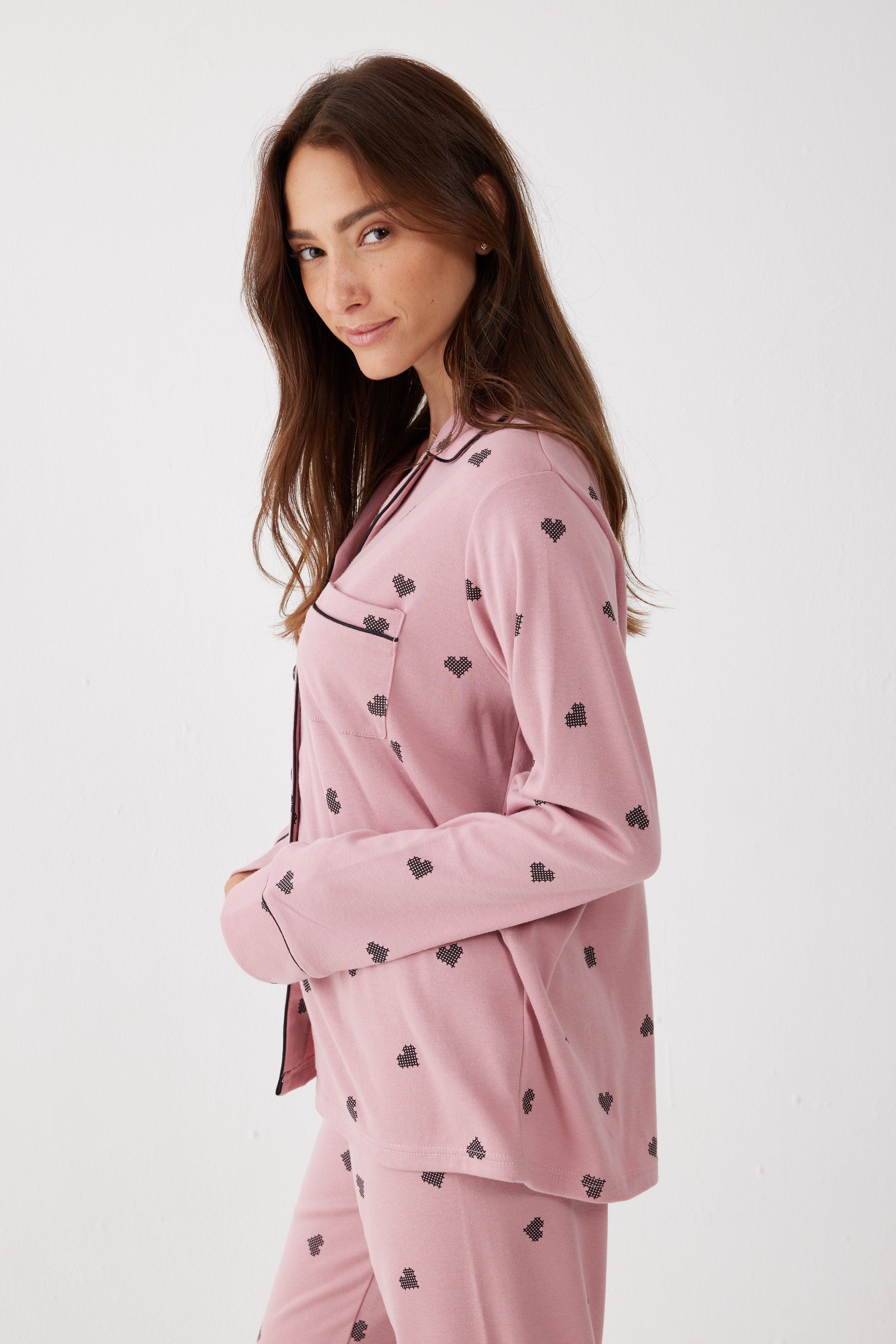 סט פיג'מה מכופתרת אינטרלוק