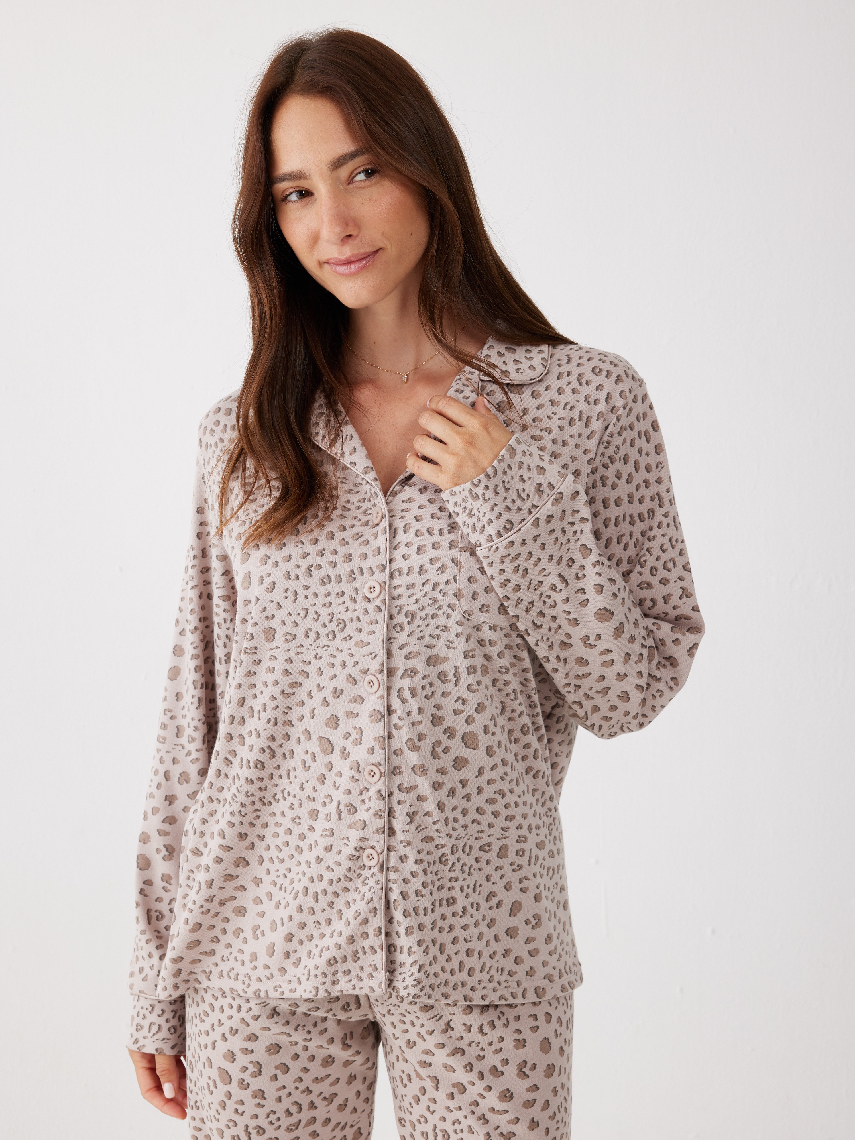 סט פיג'מה אינטרלוק מכופתרת