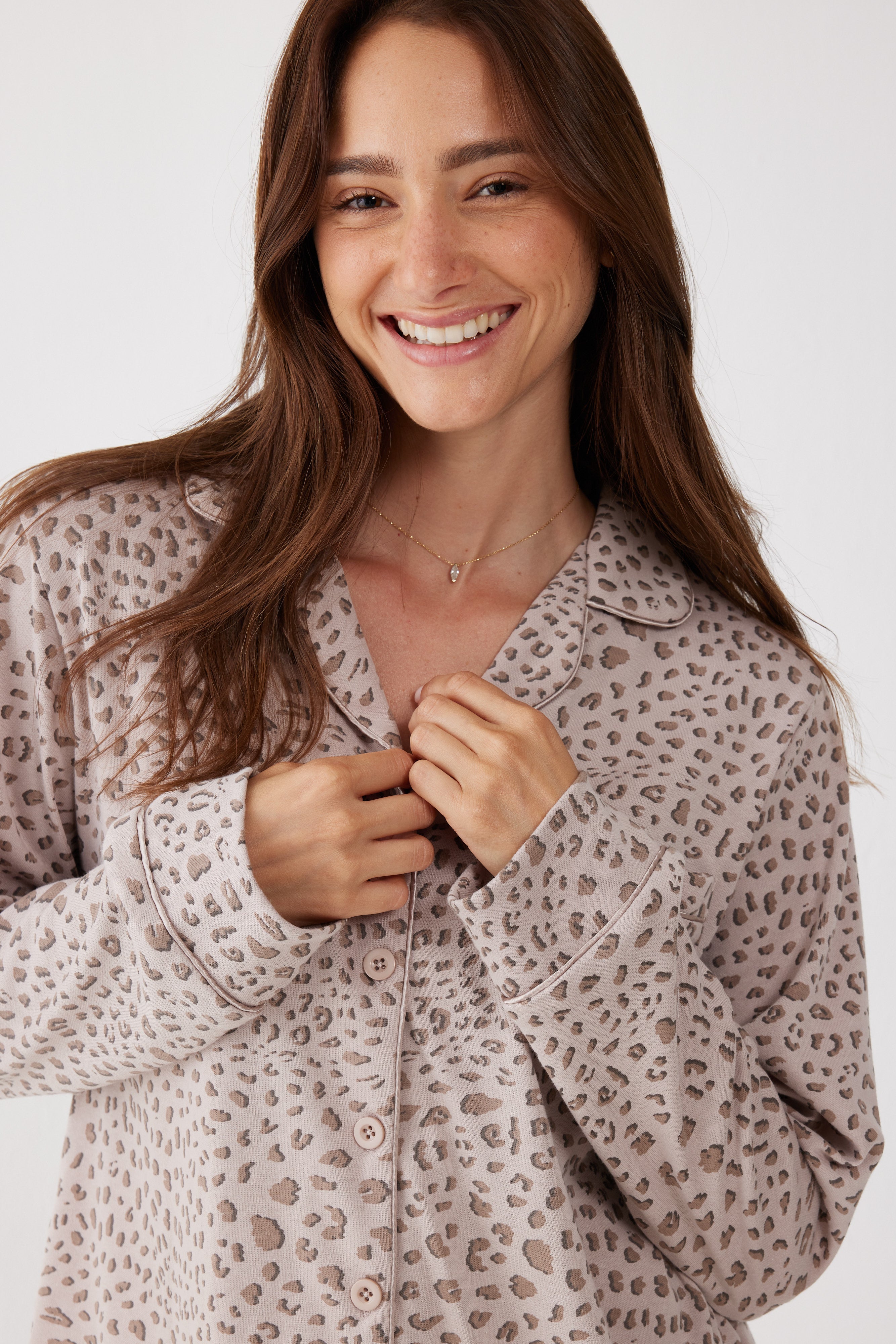 סט פיג'מה אינטרלוק מכופתרת