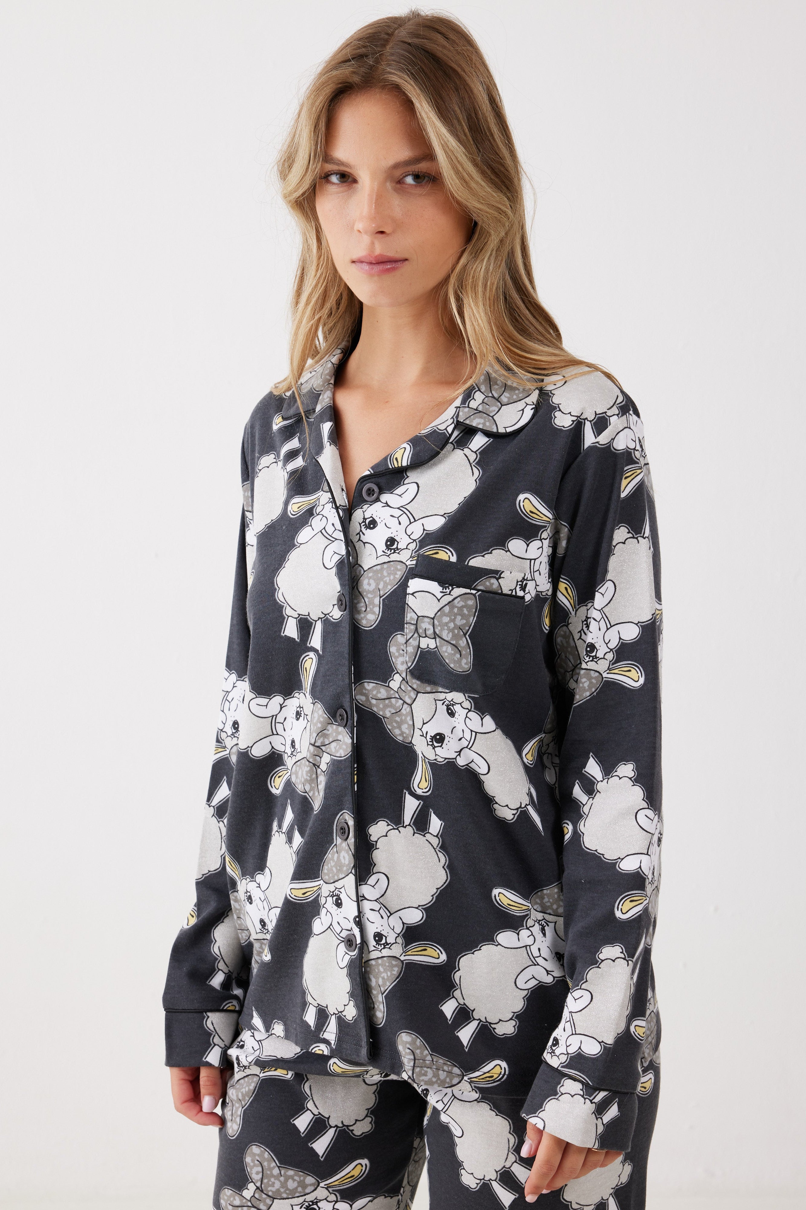 פיג'מה פיפה מכופתרת אינטרלוק