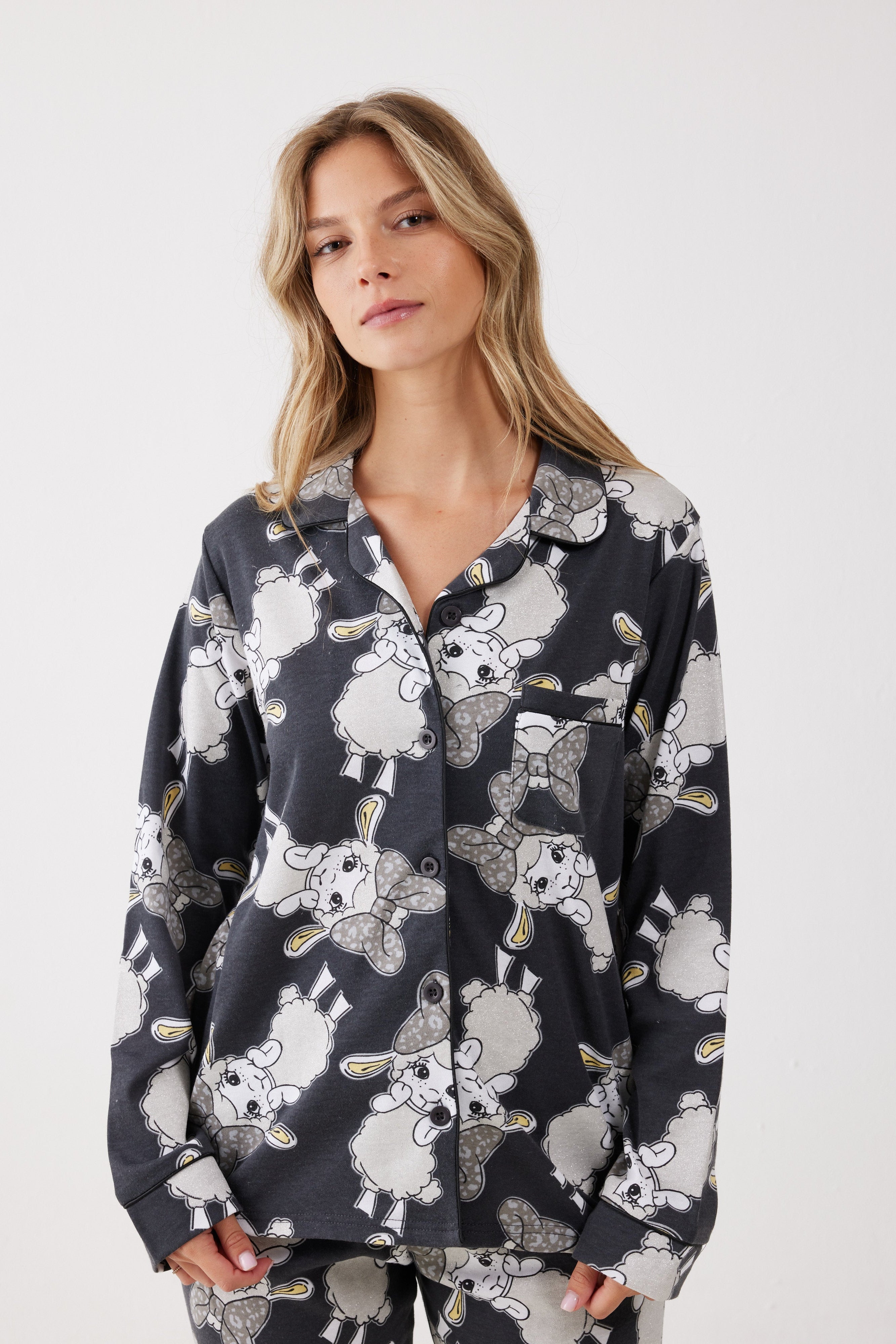 פיג'מה פיפה מכופתרת אינטרלוק