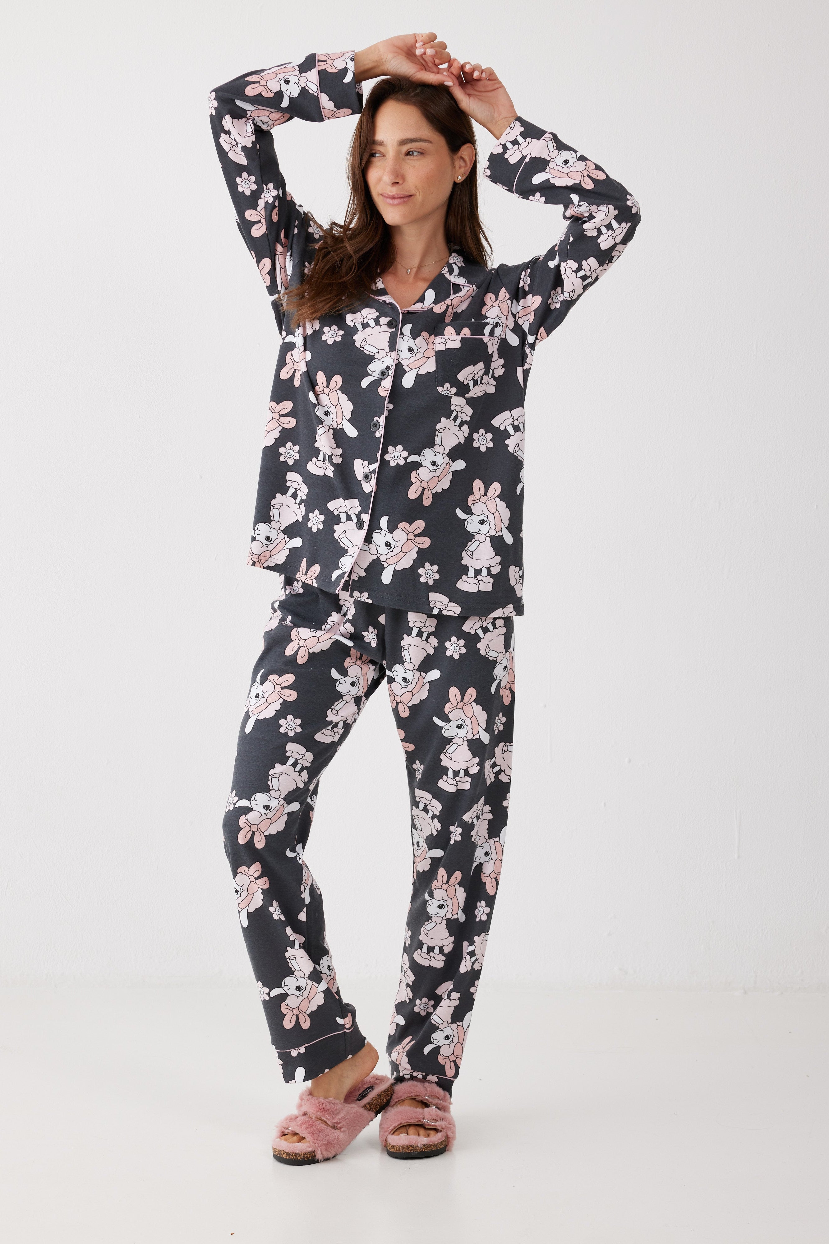 פיג'מה פיפה מכופתרת אינטרלוק