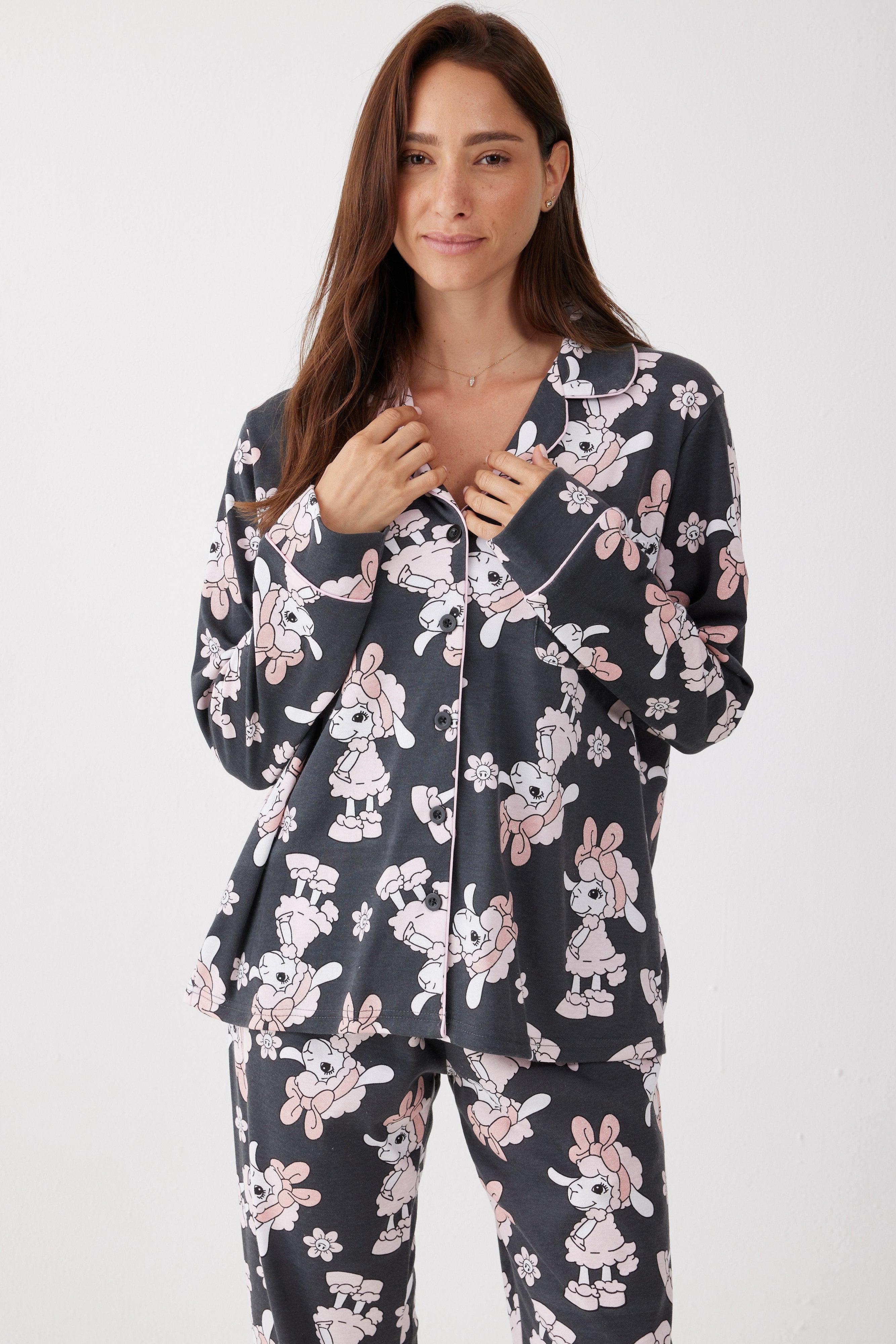 פיג'מה פיפה מכופתרת אינטרלוק