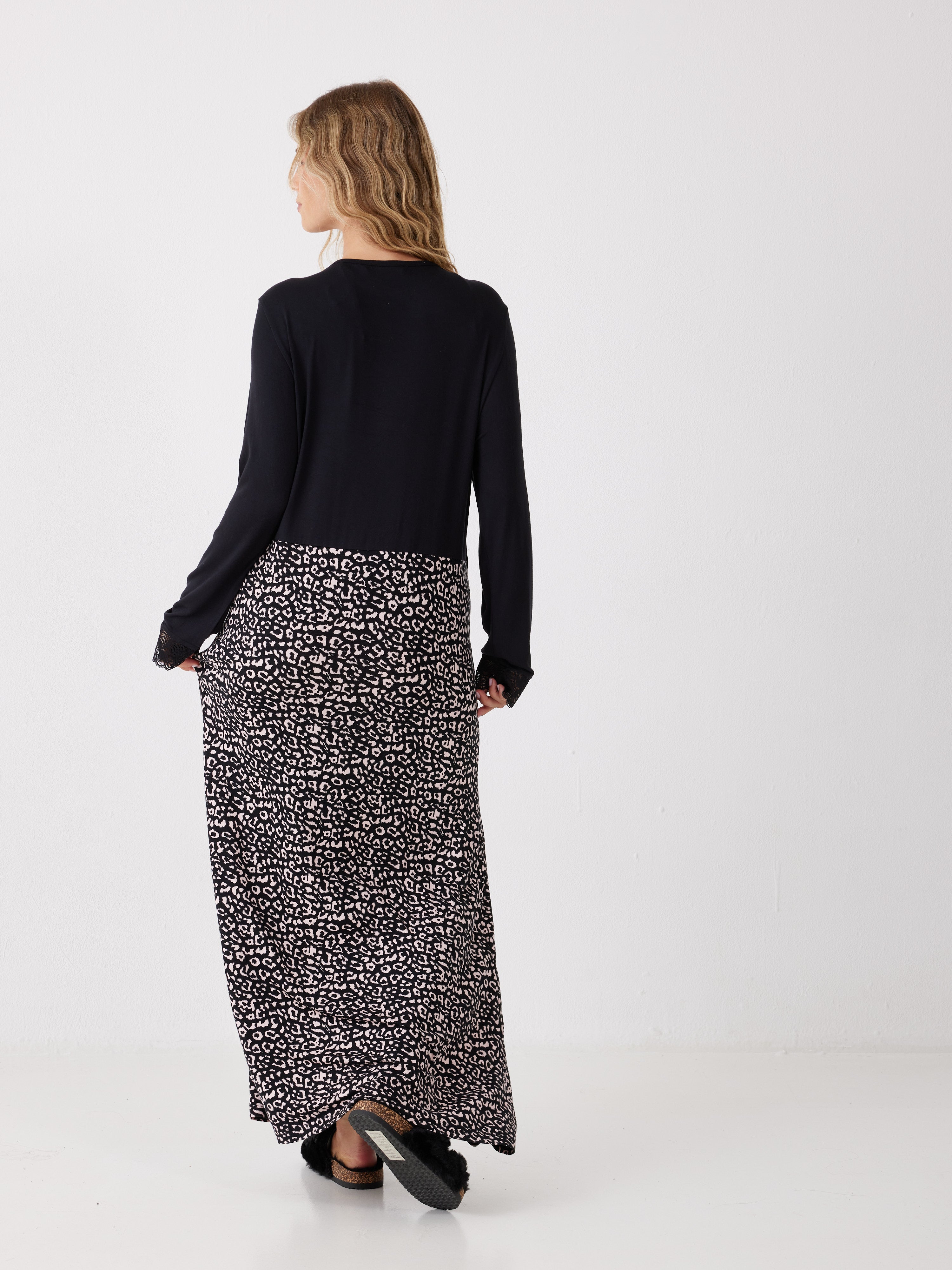 כותונת הנקה שרוול 3/4 מנומרת ויסקוזה