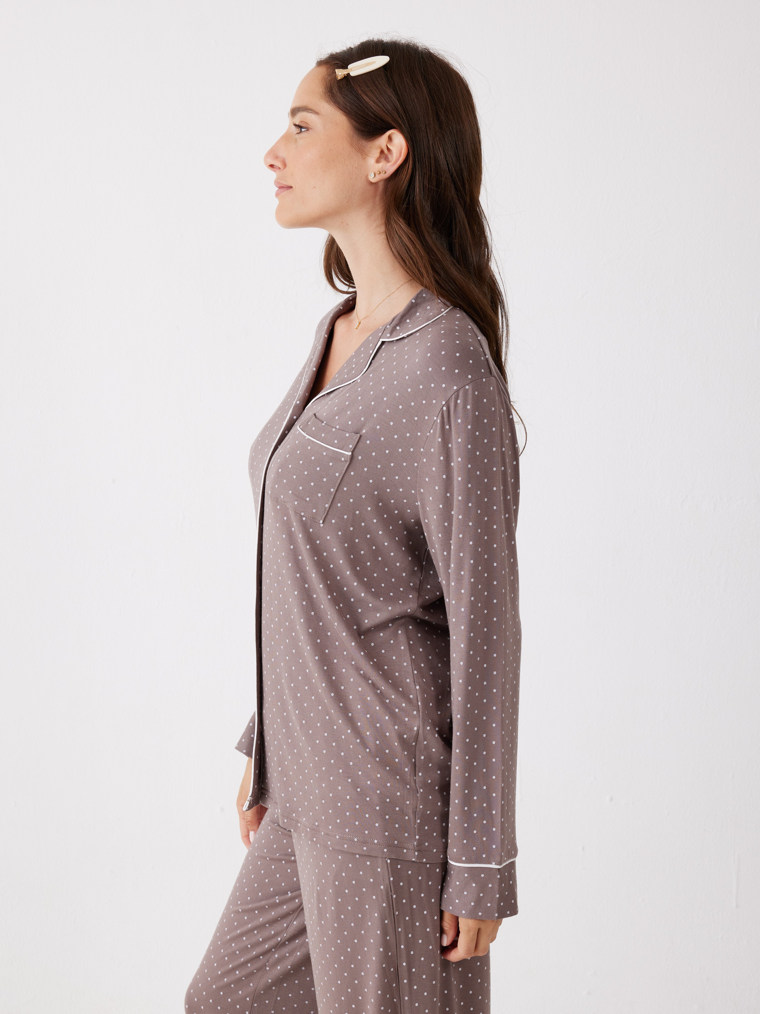 פיג'מה מכופתרת נקודות ויסקוזה