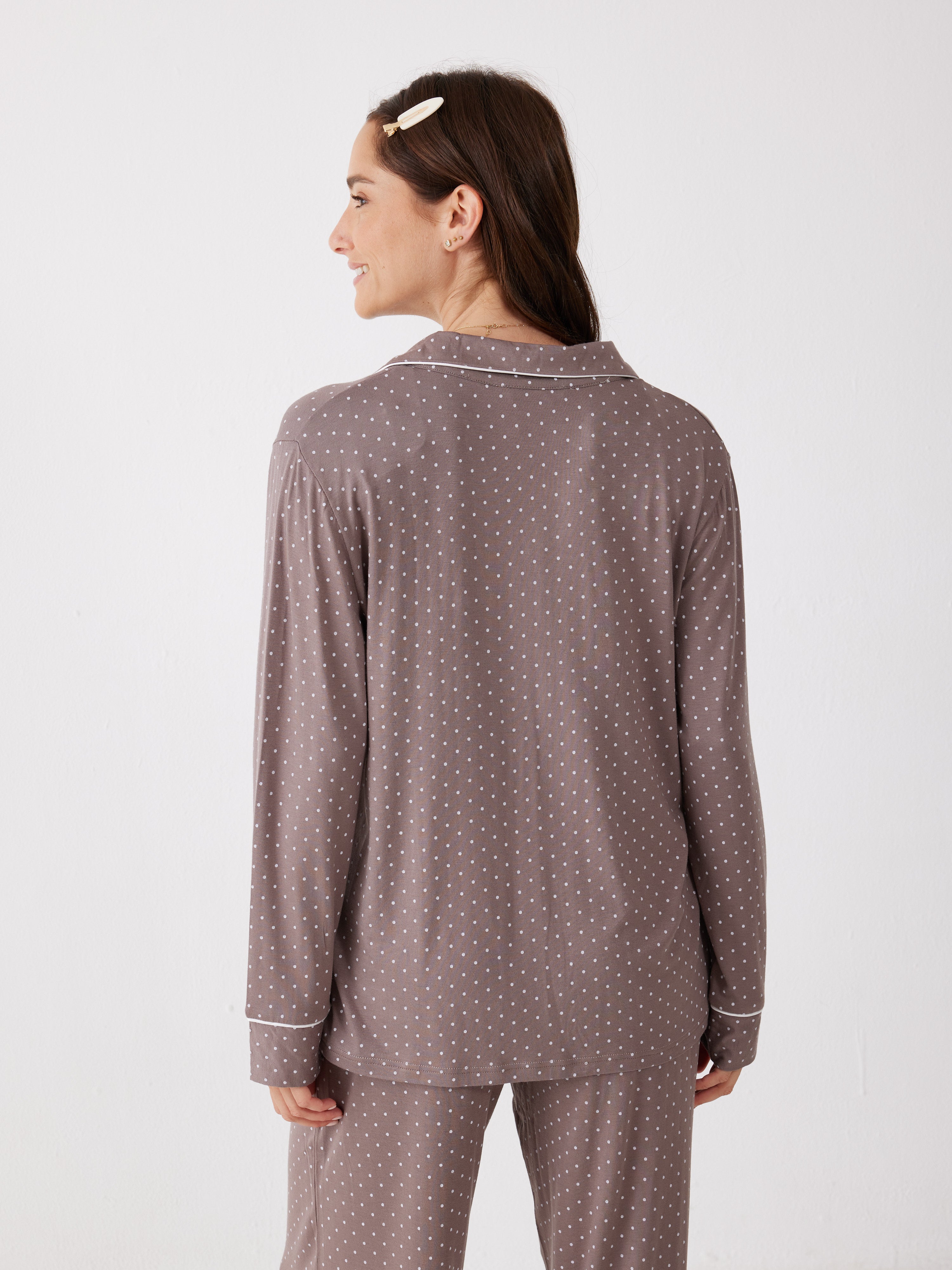 פיג'מה מכופתרת נקודות ויסקוזה