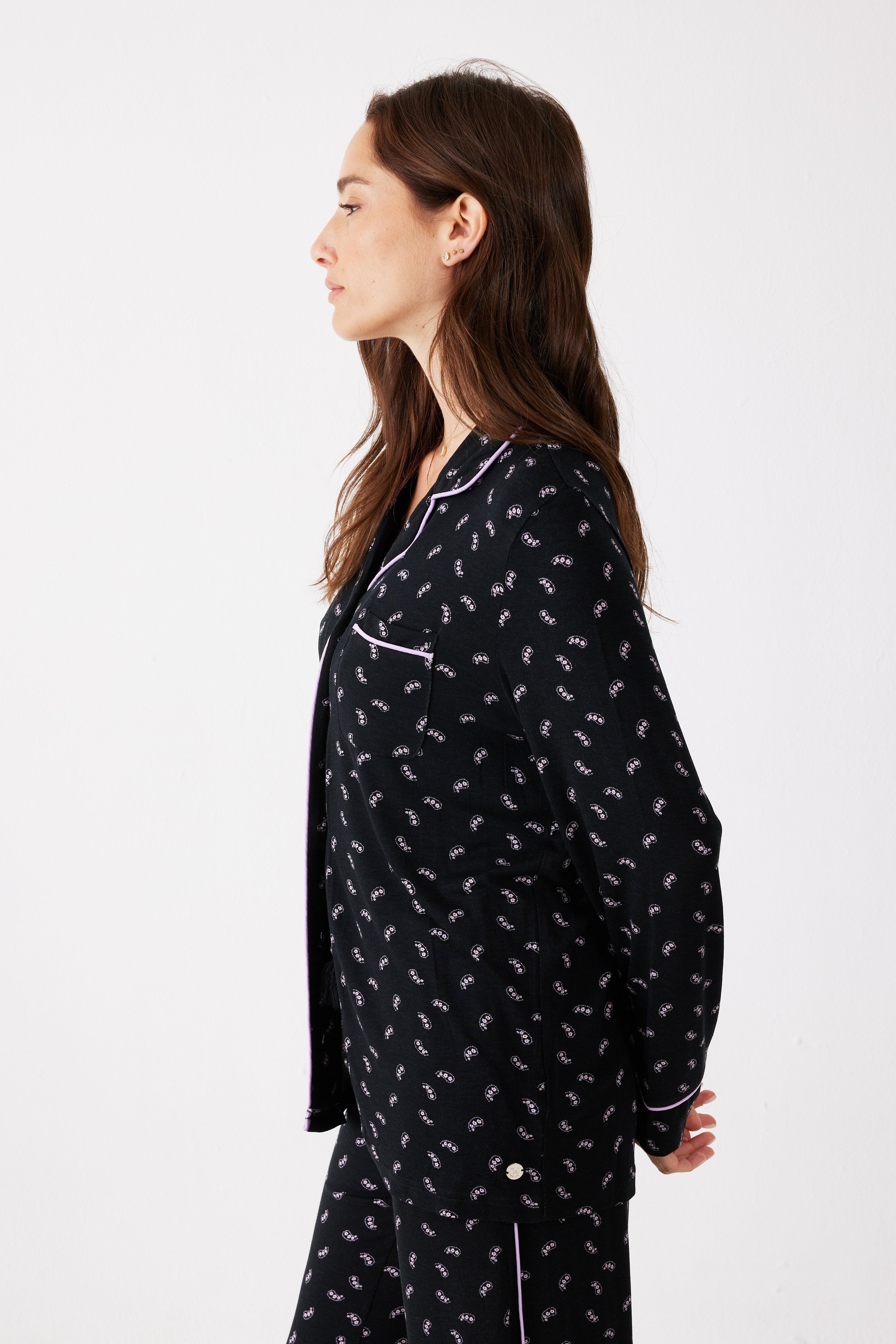 פיג'מה מכופתרת הדפס ויסקוזה