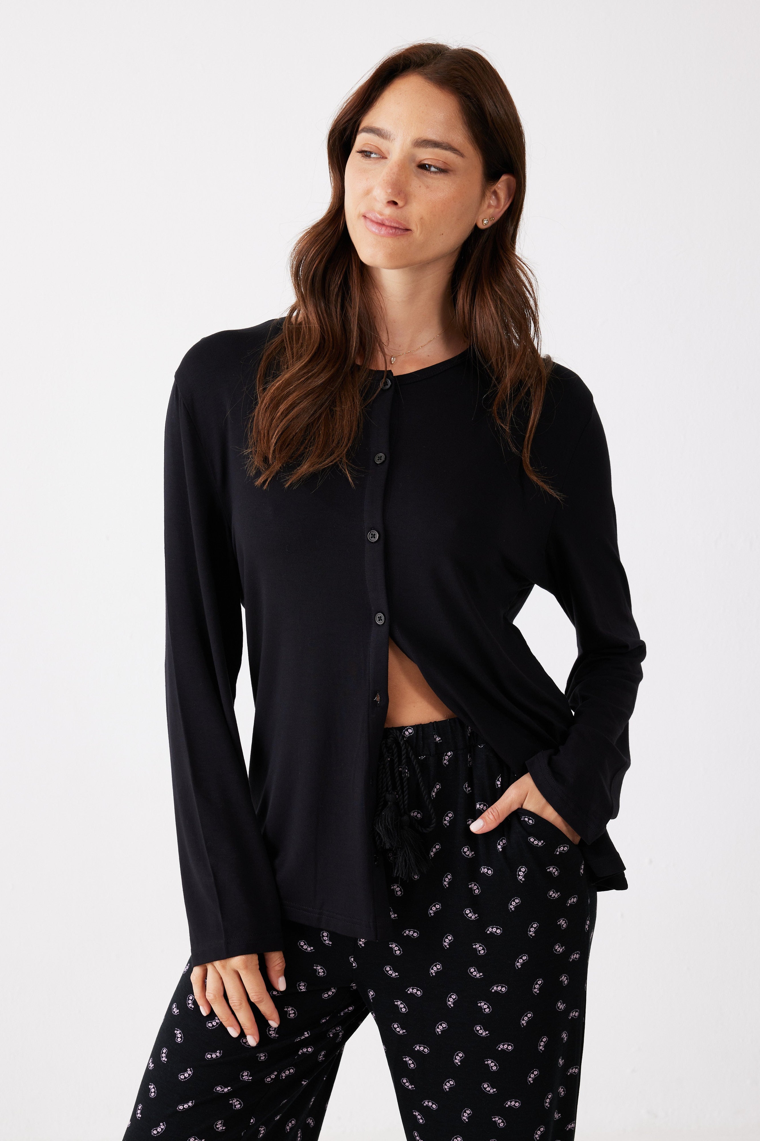 פיג'מה כפתורים הדפס ויסקוזה