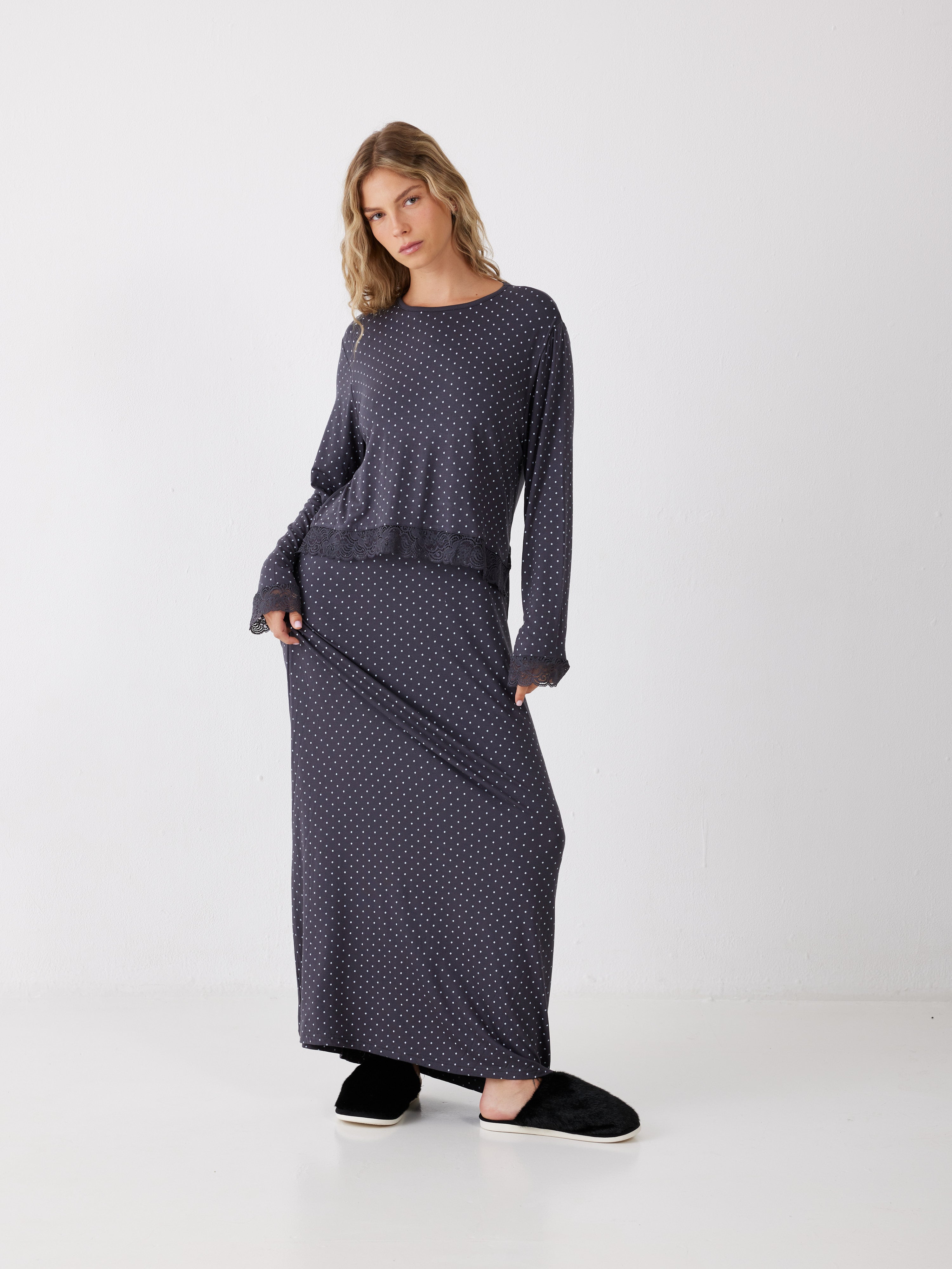 כותונת שרוול 3/4 נקודות ויסקוזה