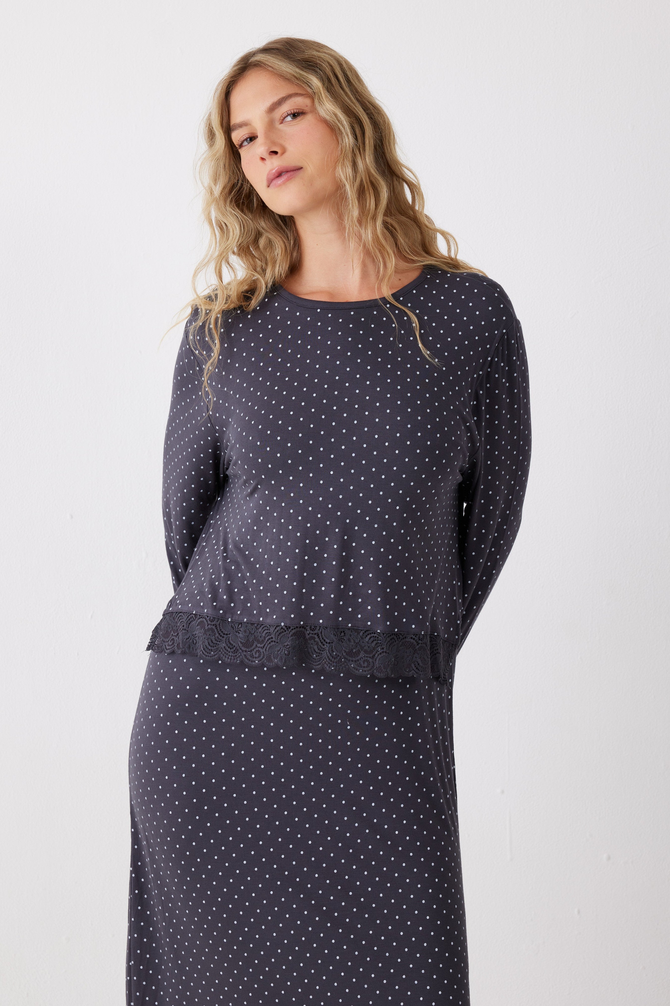 כותונת שרוול 3/4 נקודות ויסקוזה