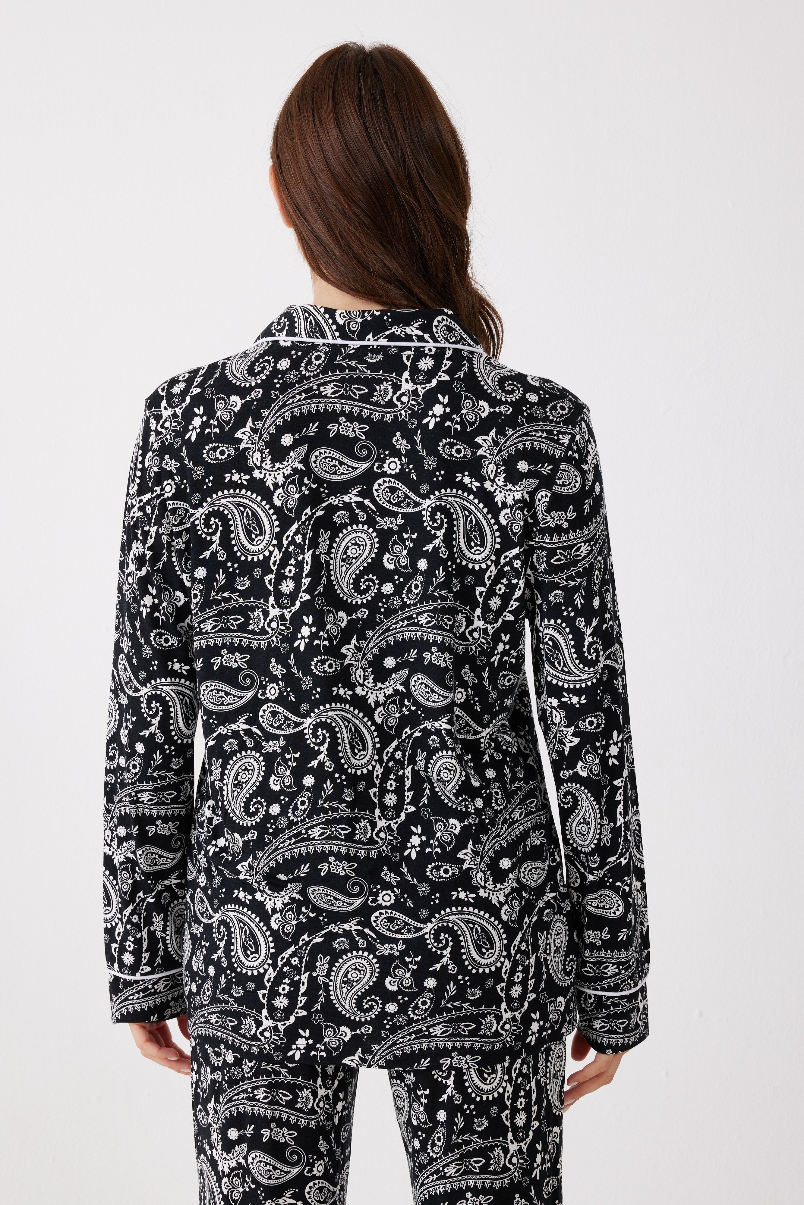 פיג'מה מכופתרת פייזלי ויסקוזה