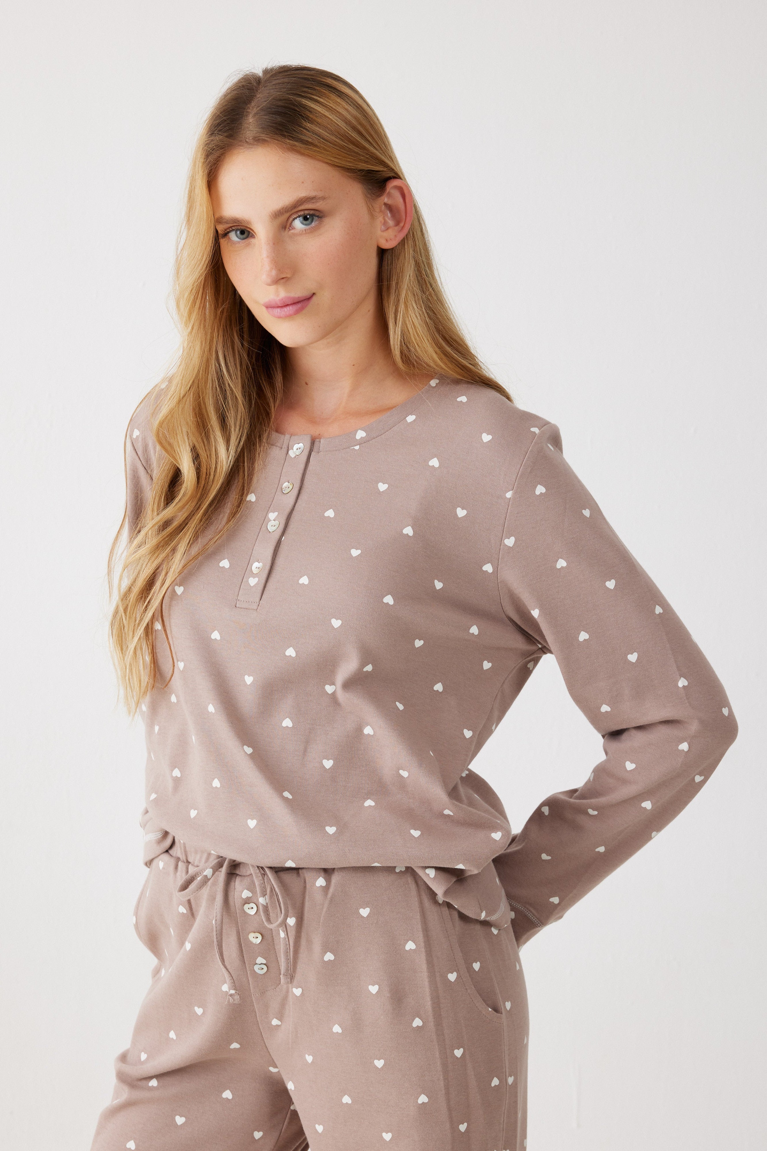 פיג'מה לבבות כותנה