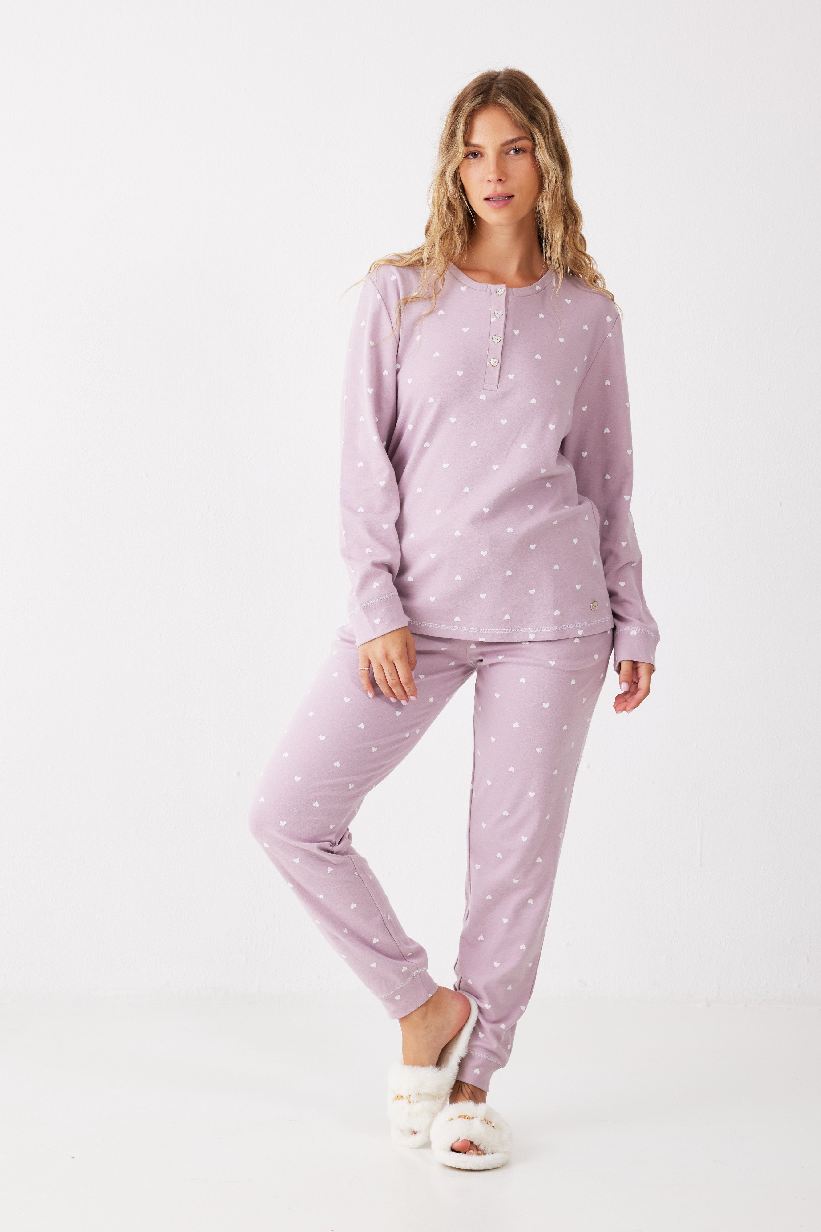 פיג'מה לבבות כותנה