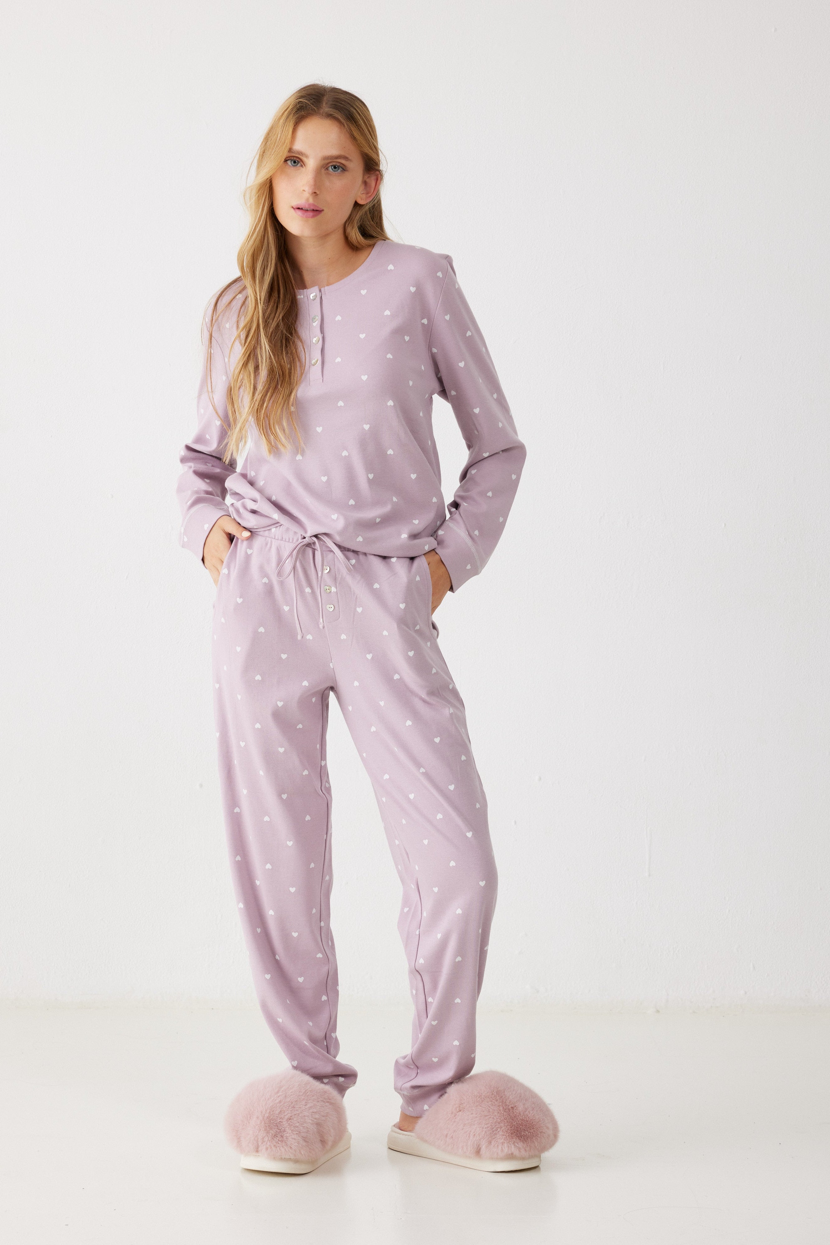 פיג'מה לבבות כותנה