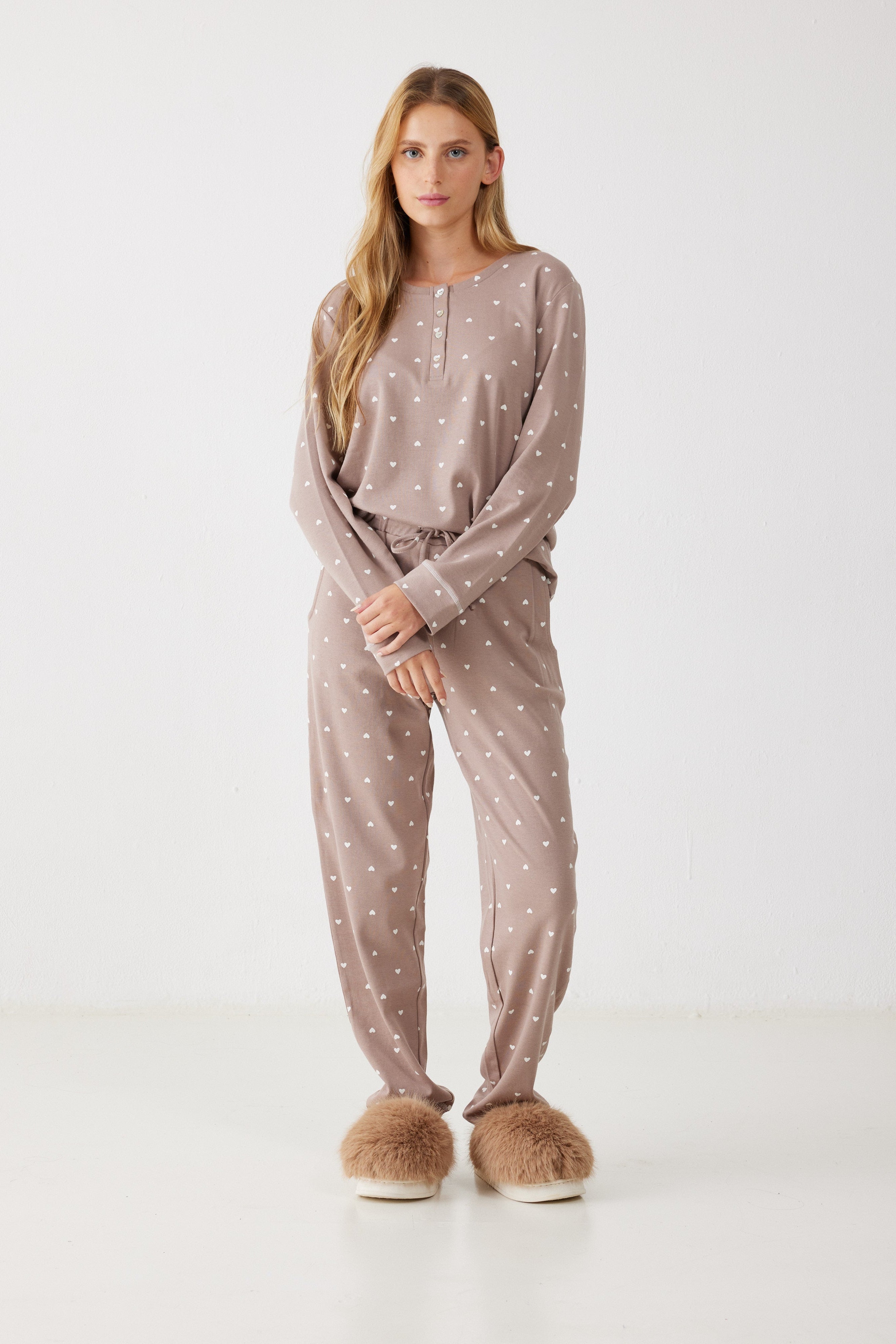 פיג'מה לבבות כותנה