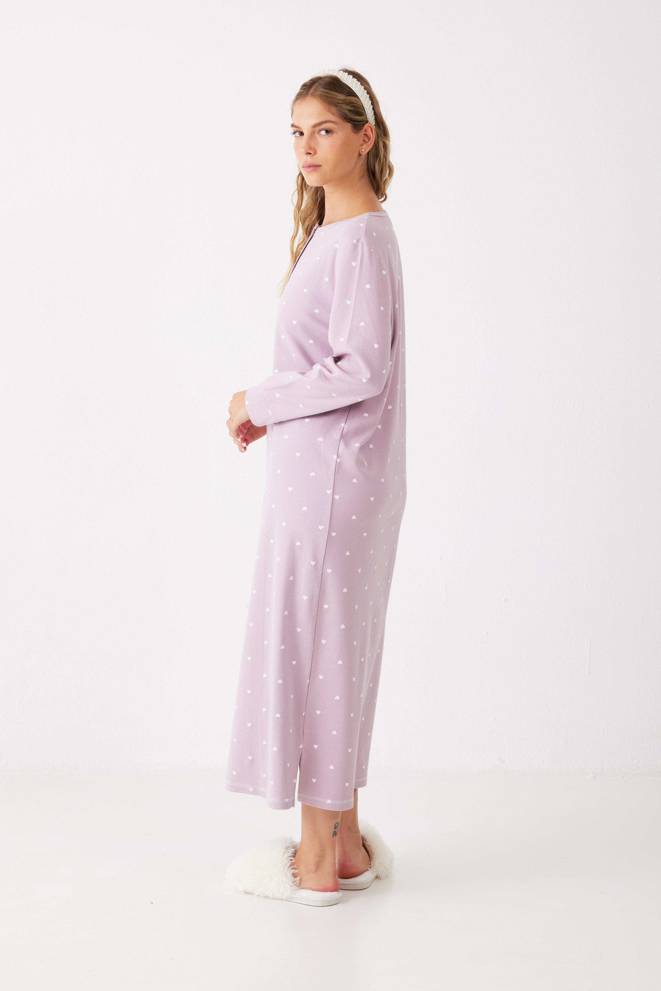 כותונת לילה לבבות כותנה