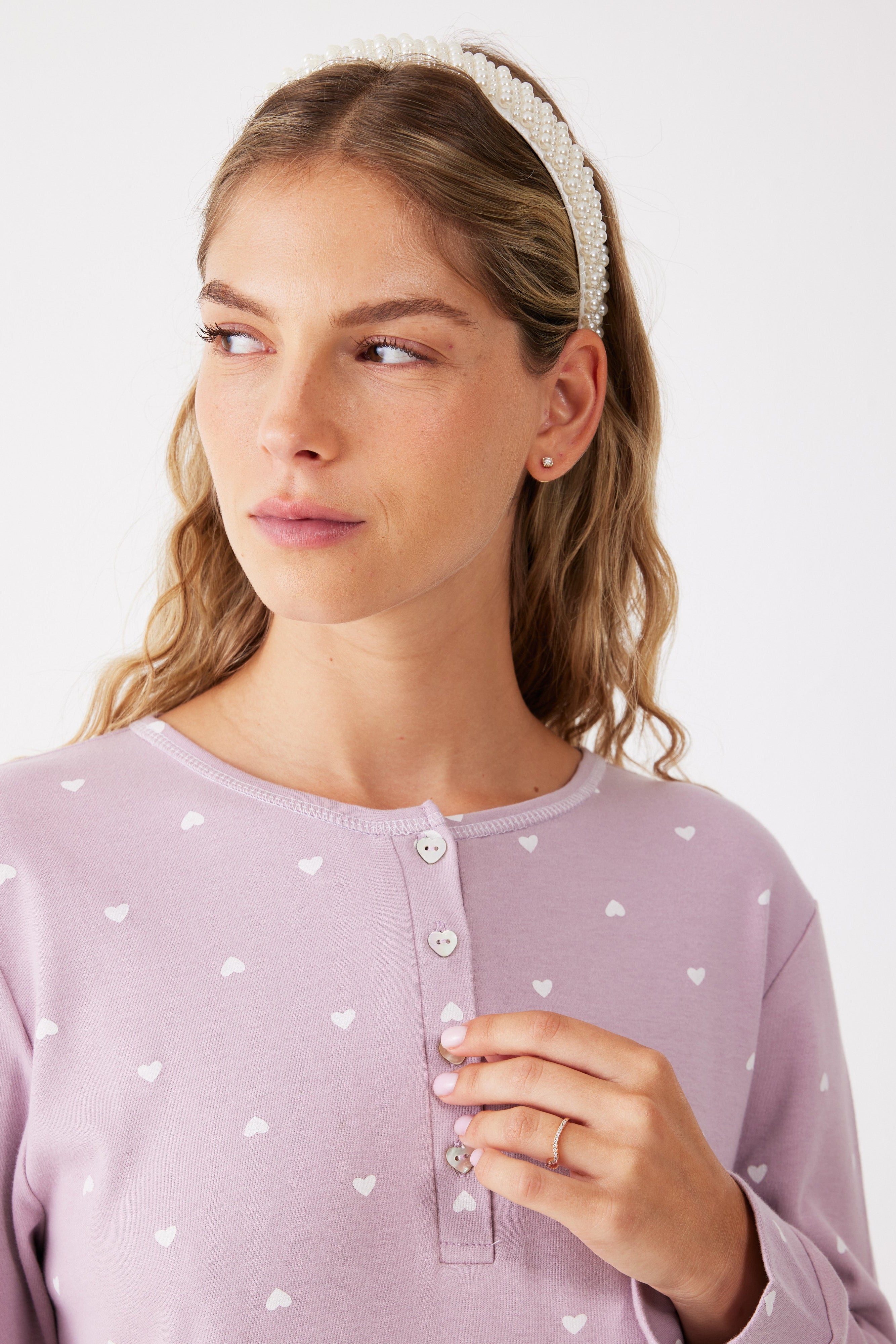 כותונת לילה לבבות כותנה