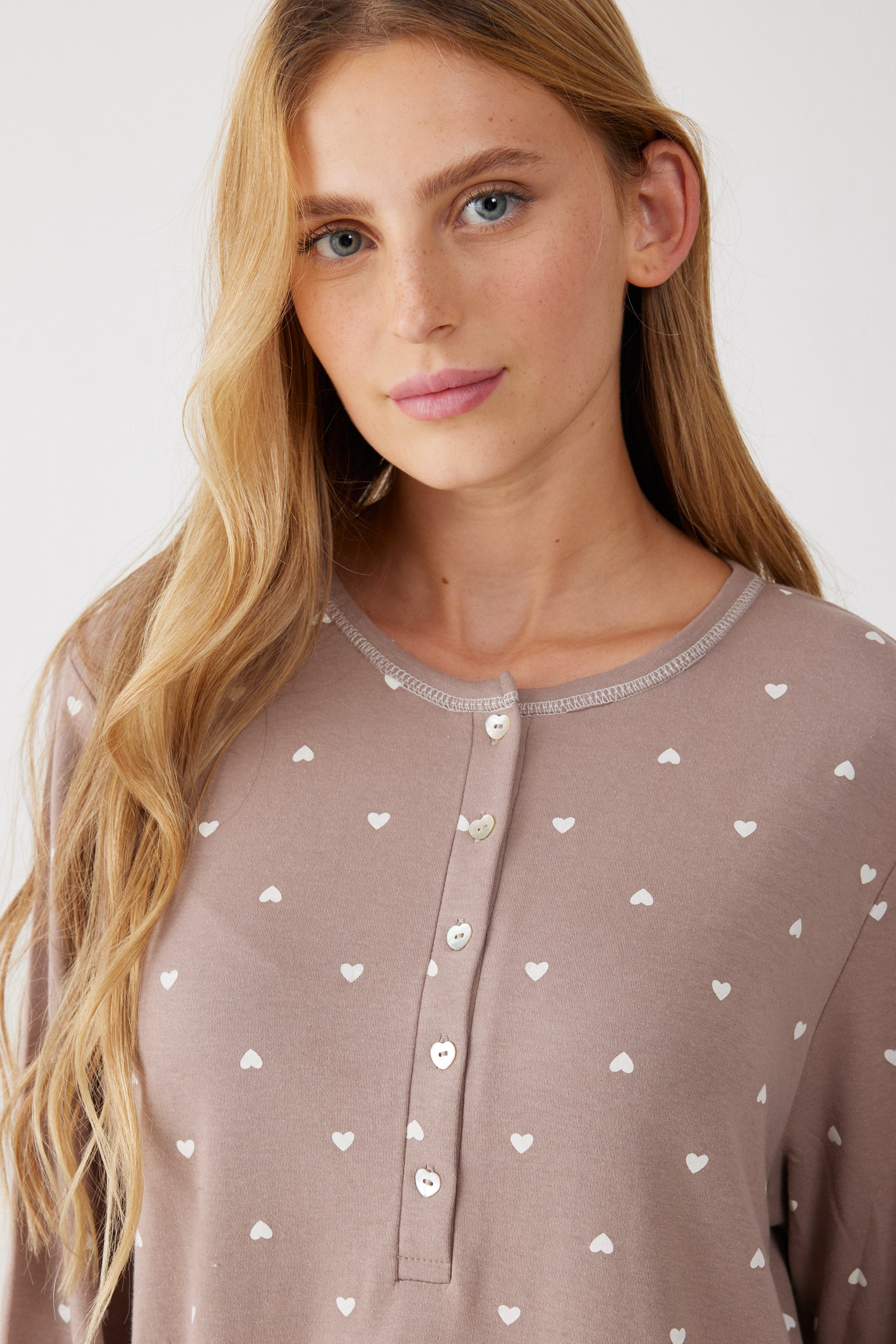 כותונת לילה לבבות כותנה