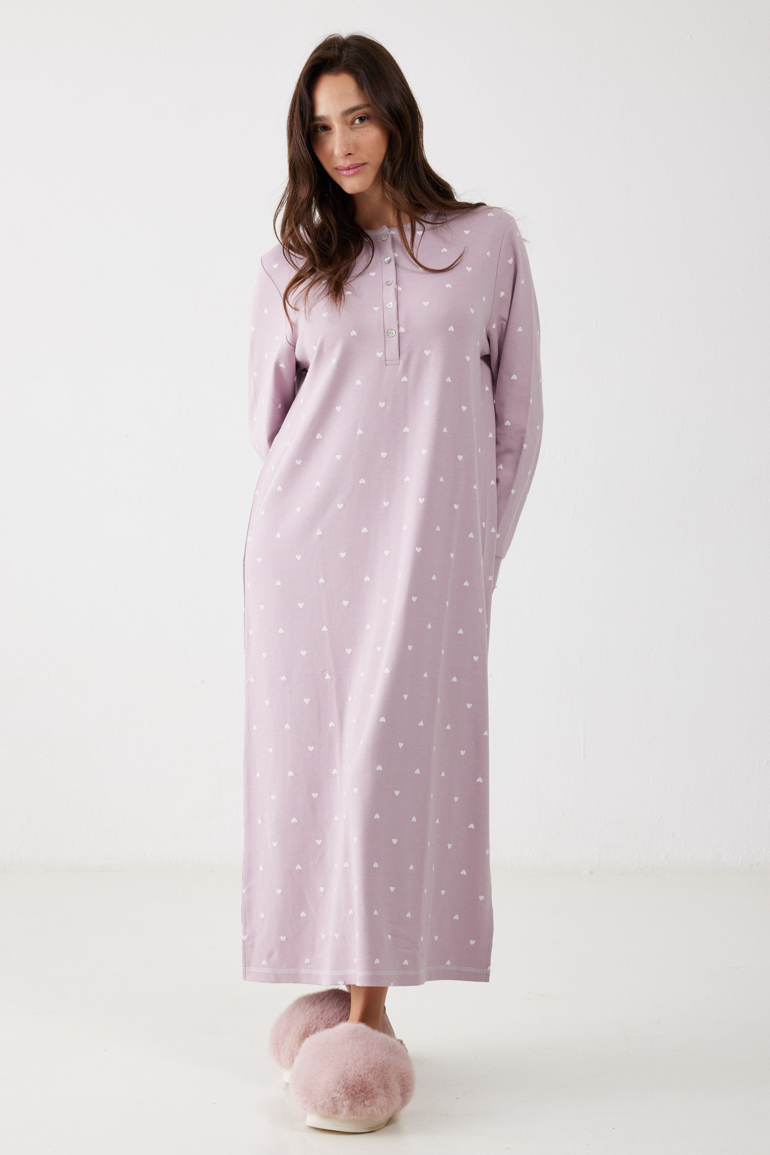 כותונת לילה לבבות כותנה