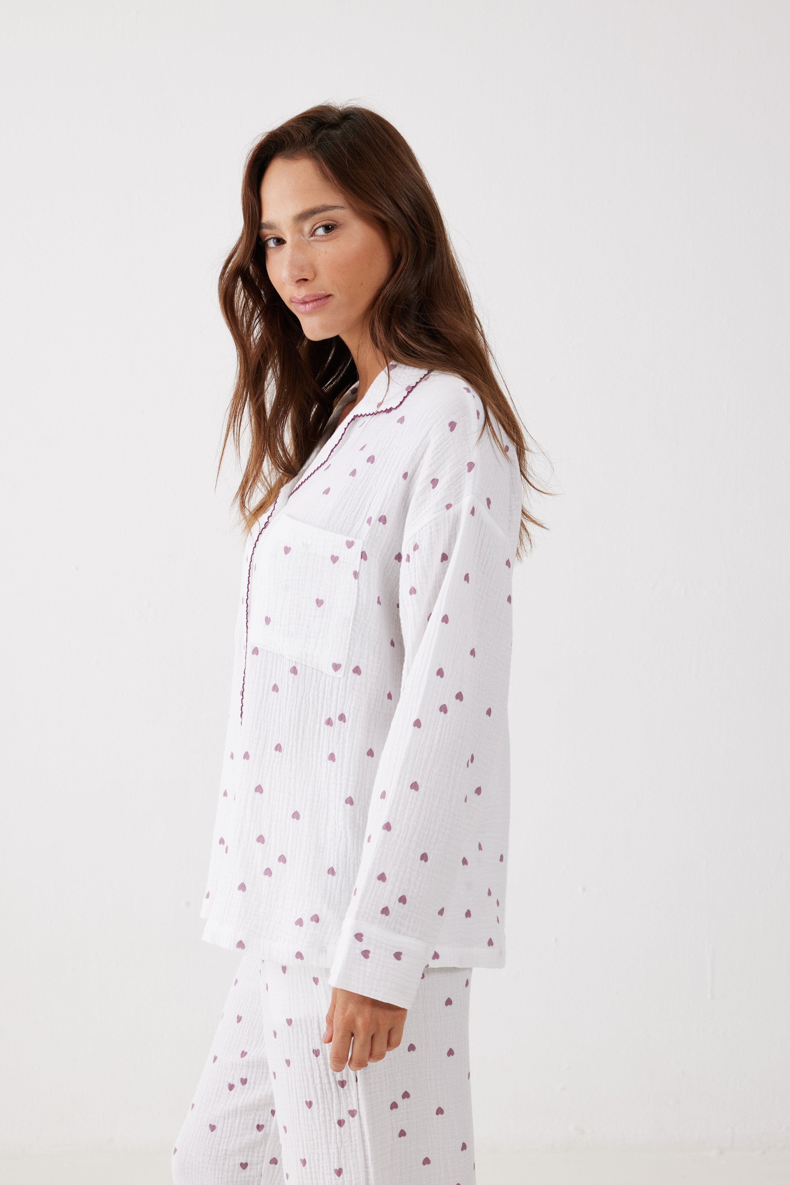 פיג'מה מכופתרת לבבות טטרה