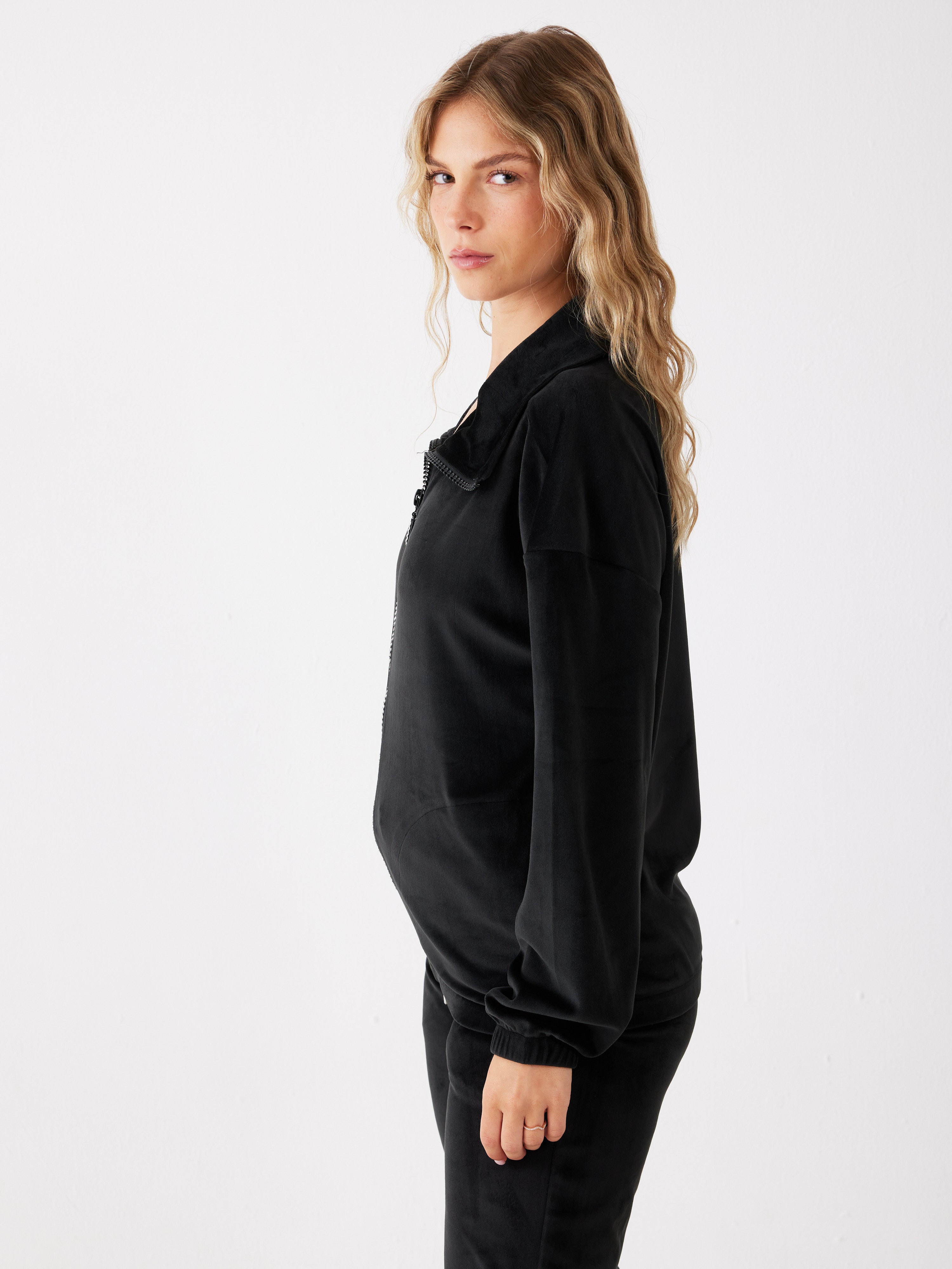 חליפת רוכסן יהלומים קטיפה