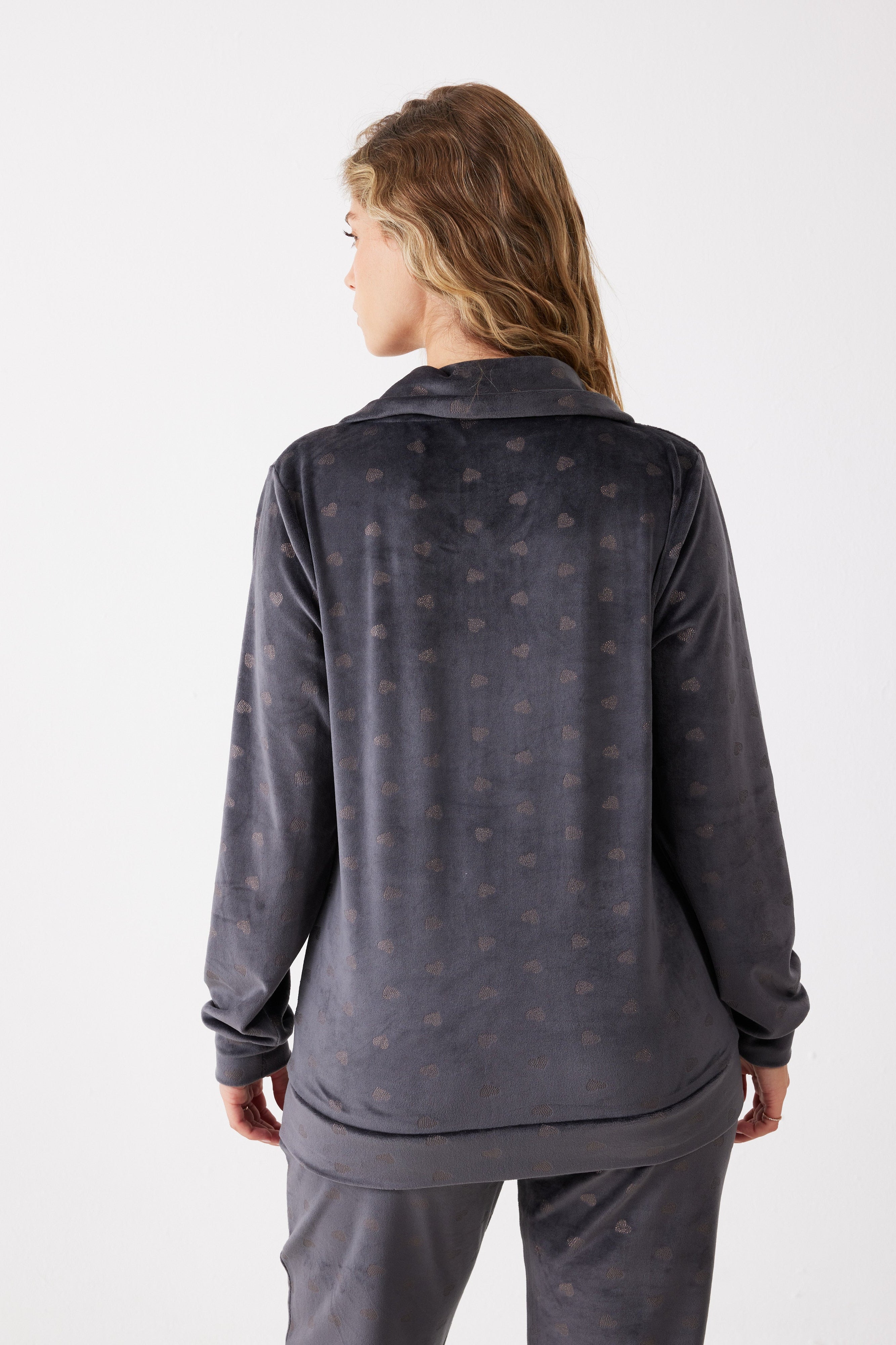 פיג'מה רוכסן לבבות קטיפה