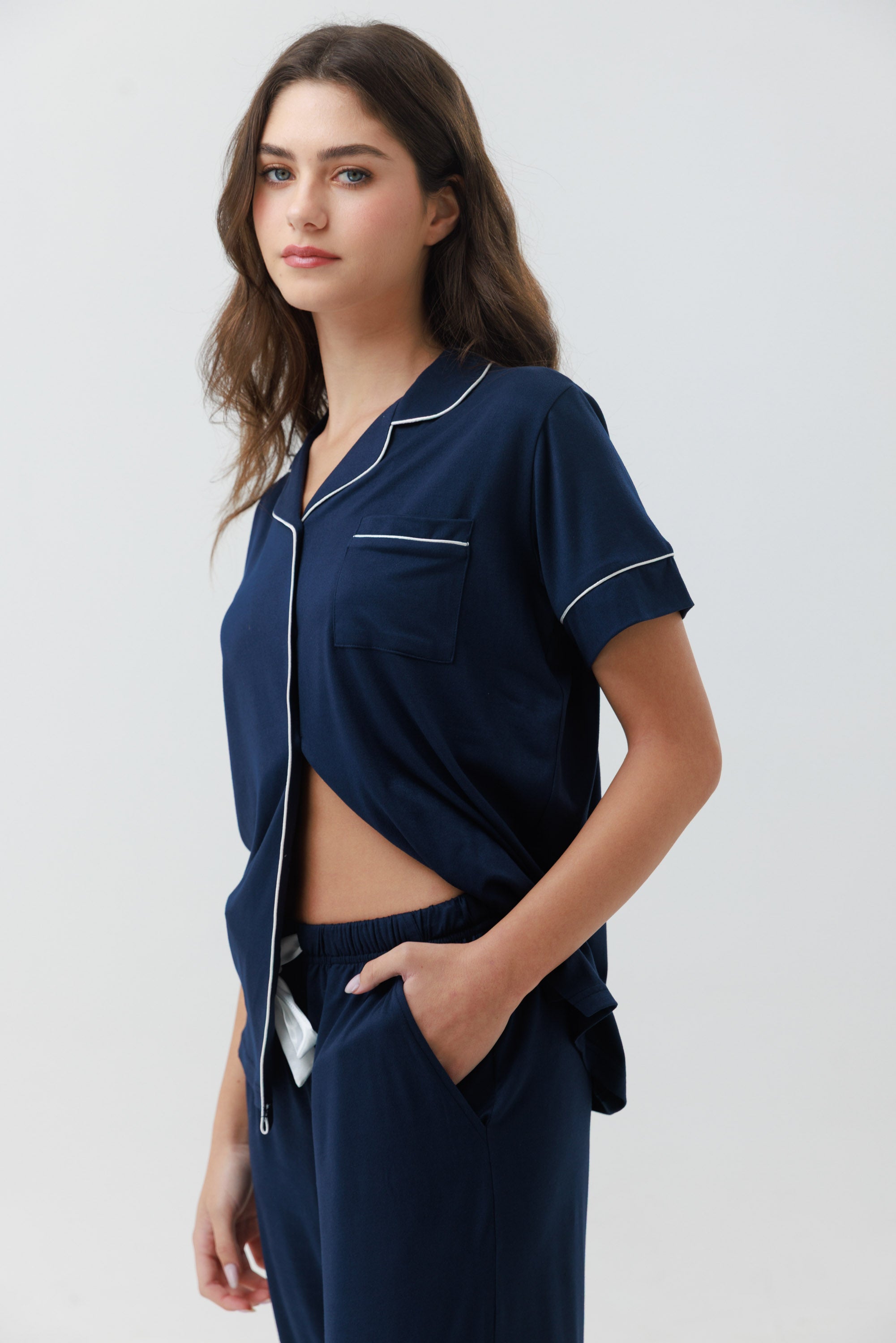 סט פיג'מה יאמי מכופתרת מכנס ארוך