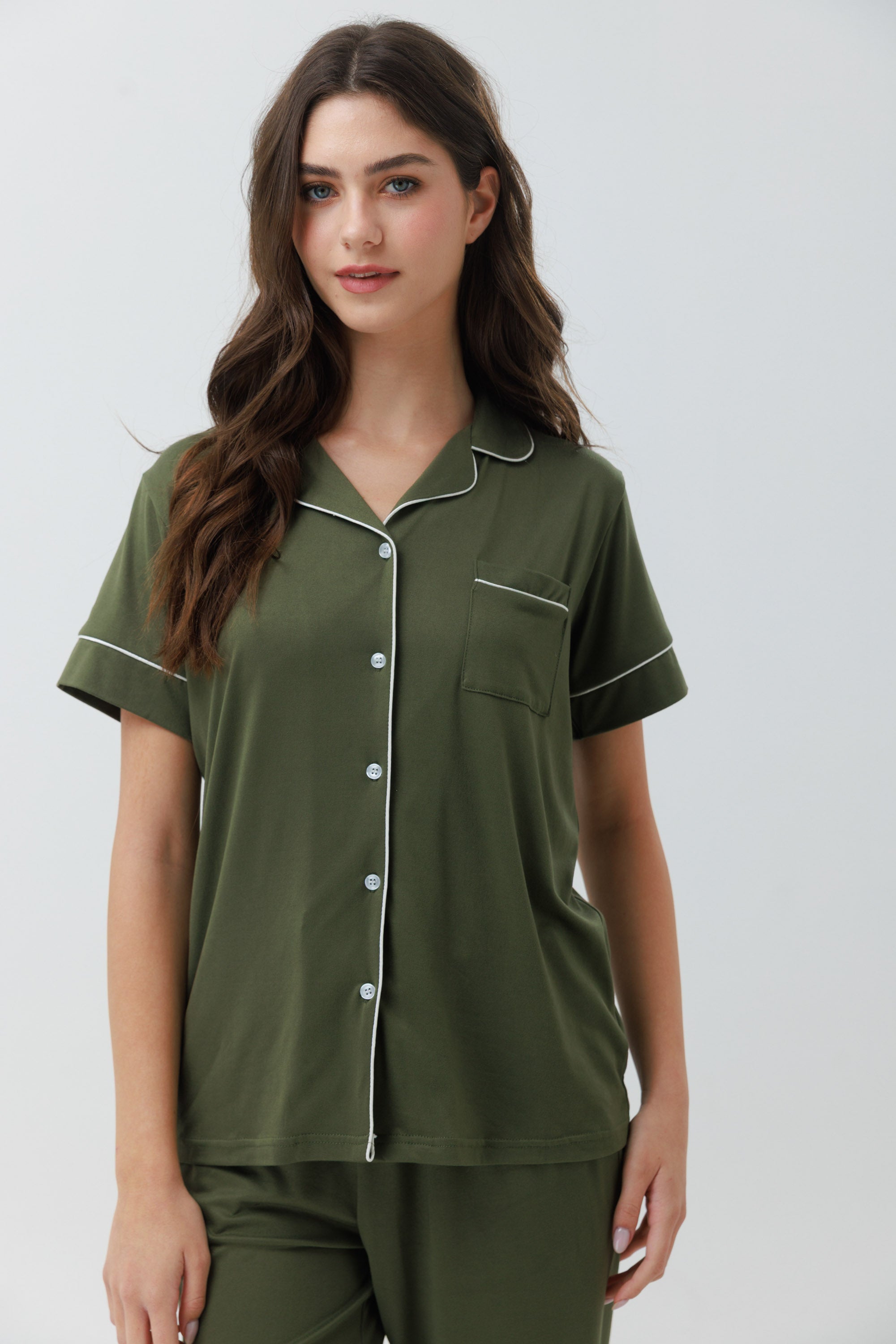 סט פיג'מה יאמי מכופתרת מכנס ארוך