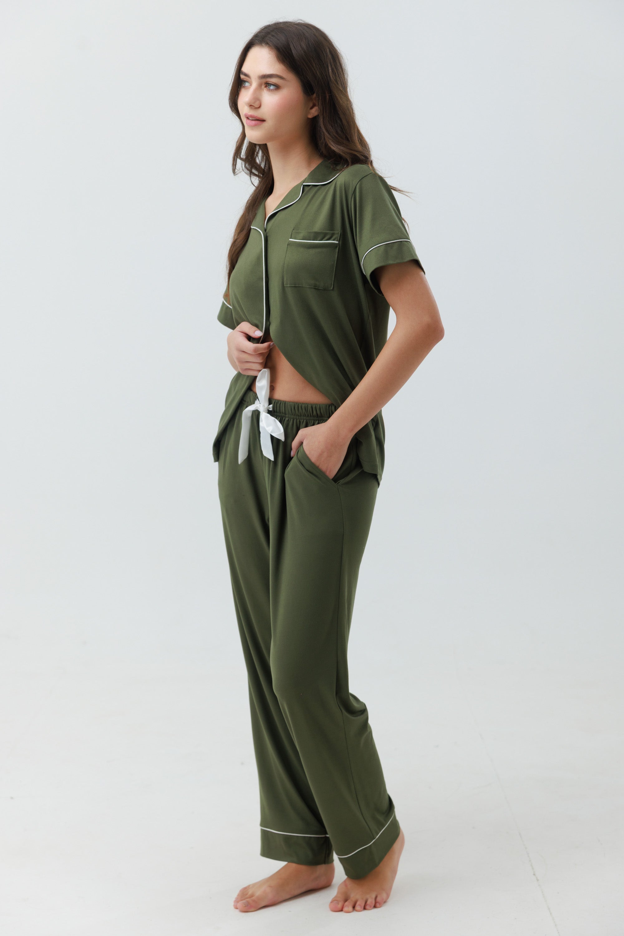 סט פיג'מה יאמי מכופתרת מכנס ארוך