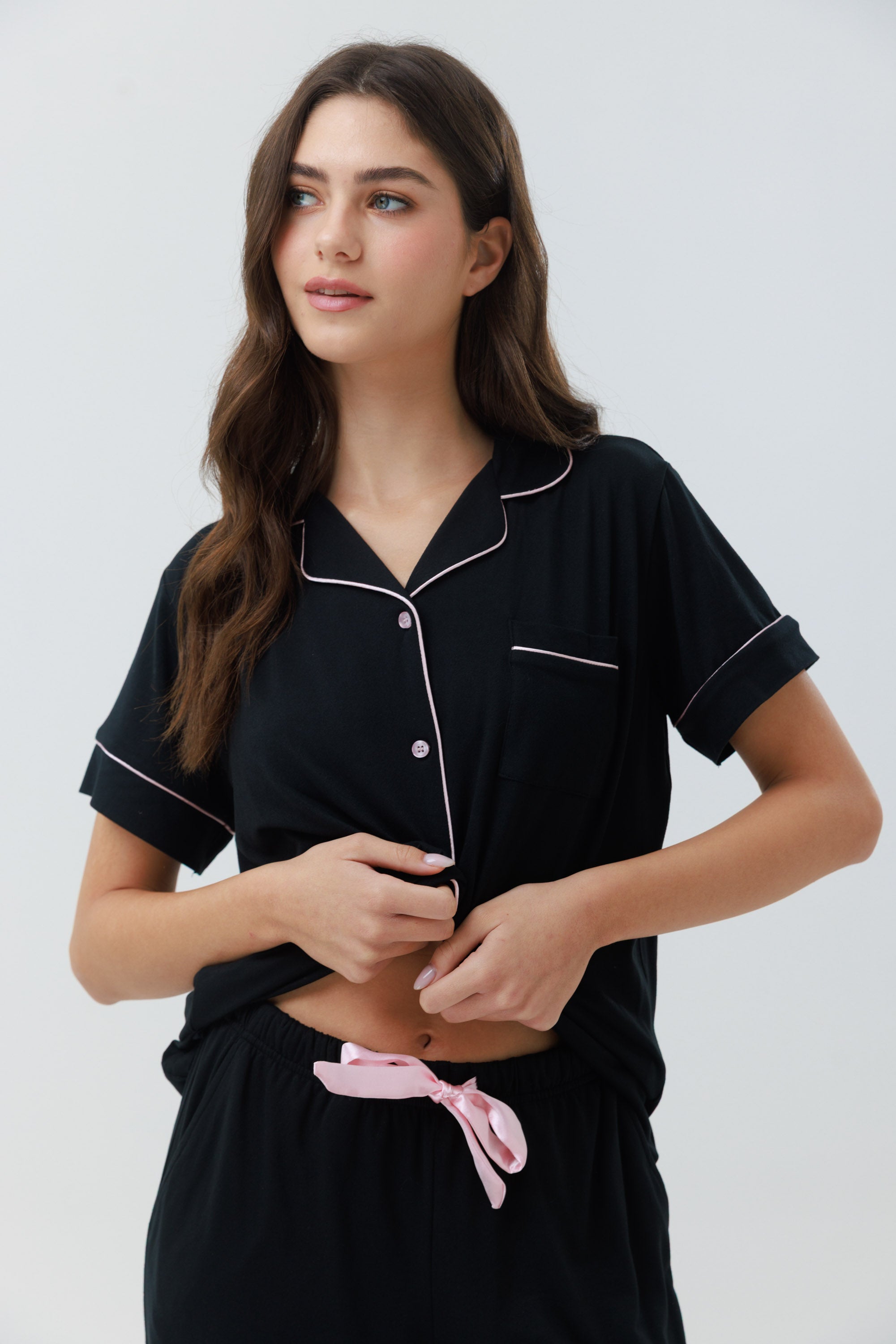 סט פיג'מה יאמי מכופתרת מכנס ארוך