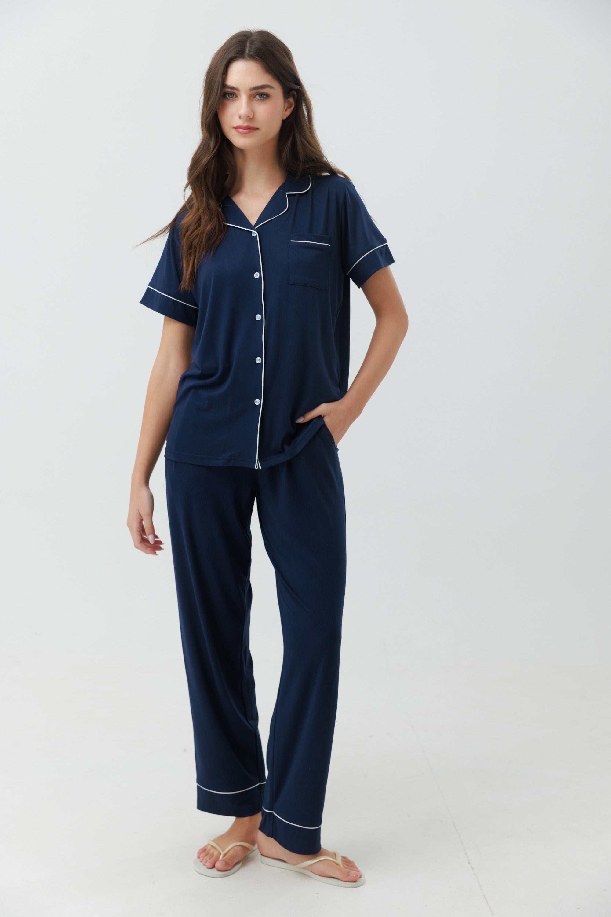 סט פיג'מה יאמי מכופתרת מכנס ארוך