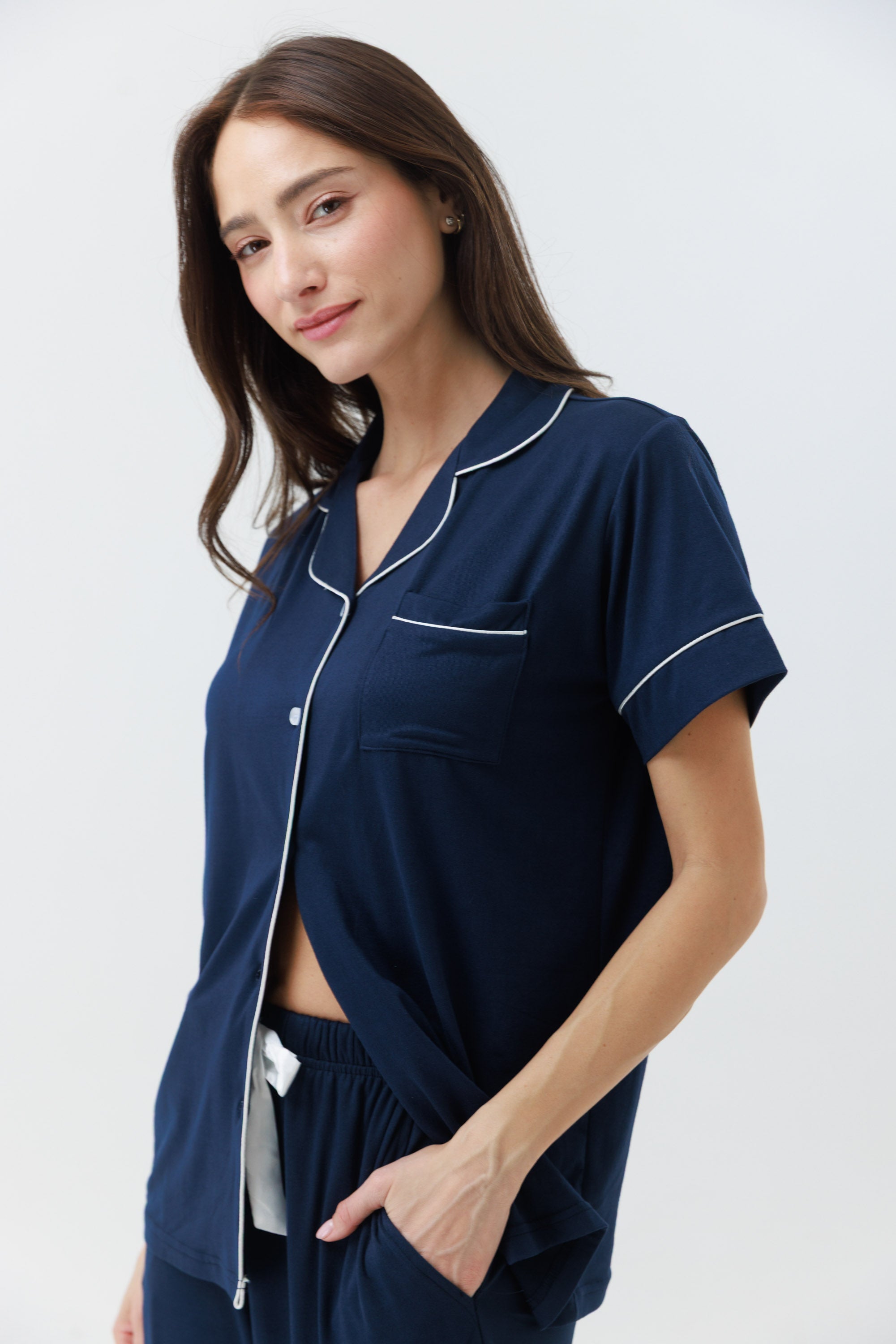 סט פיג'מה יאמי מכופתרת מכנס ארוך