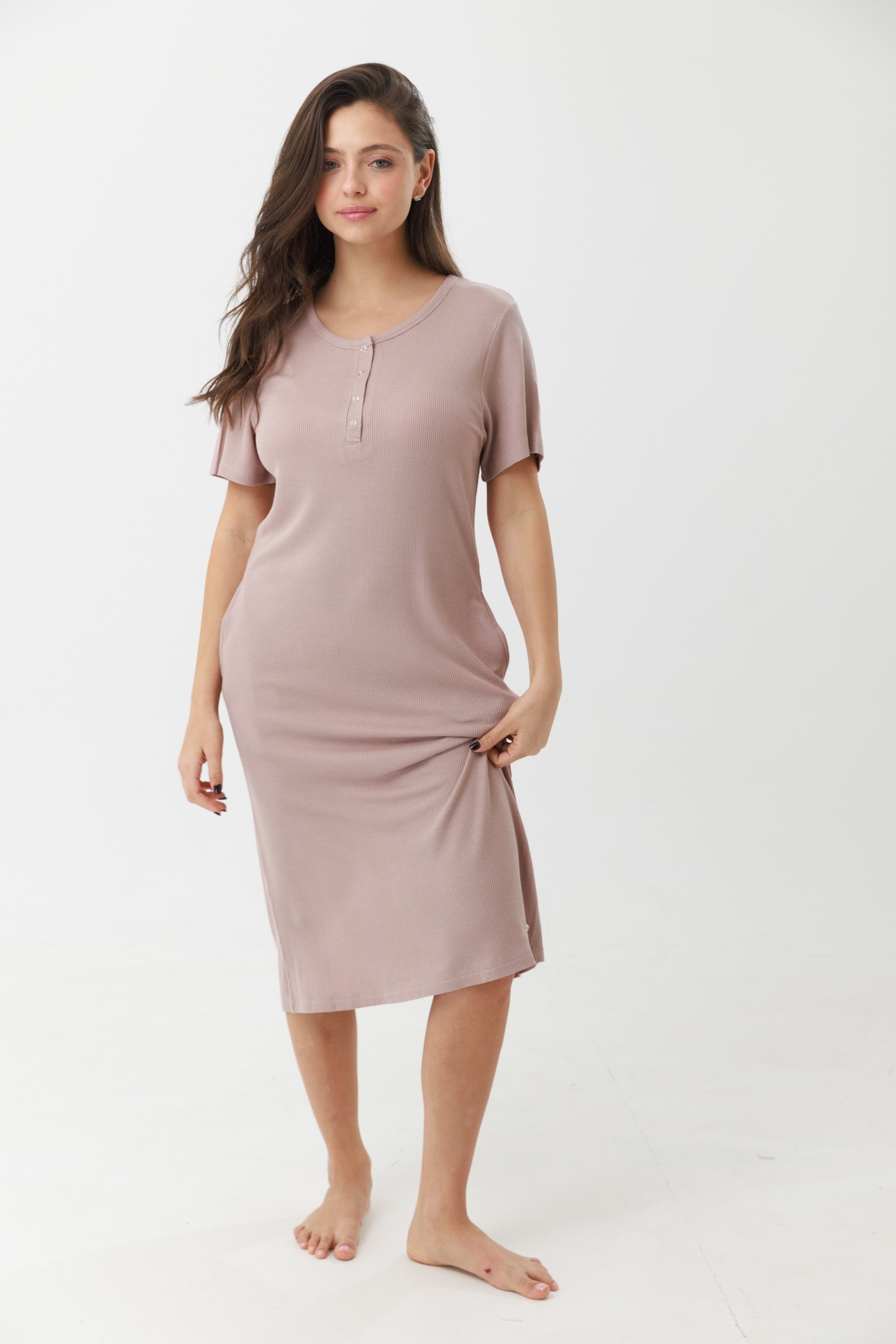 כותונת שרוול קצר וופל