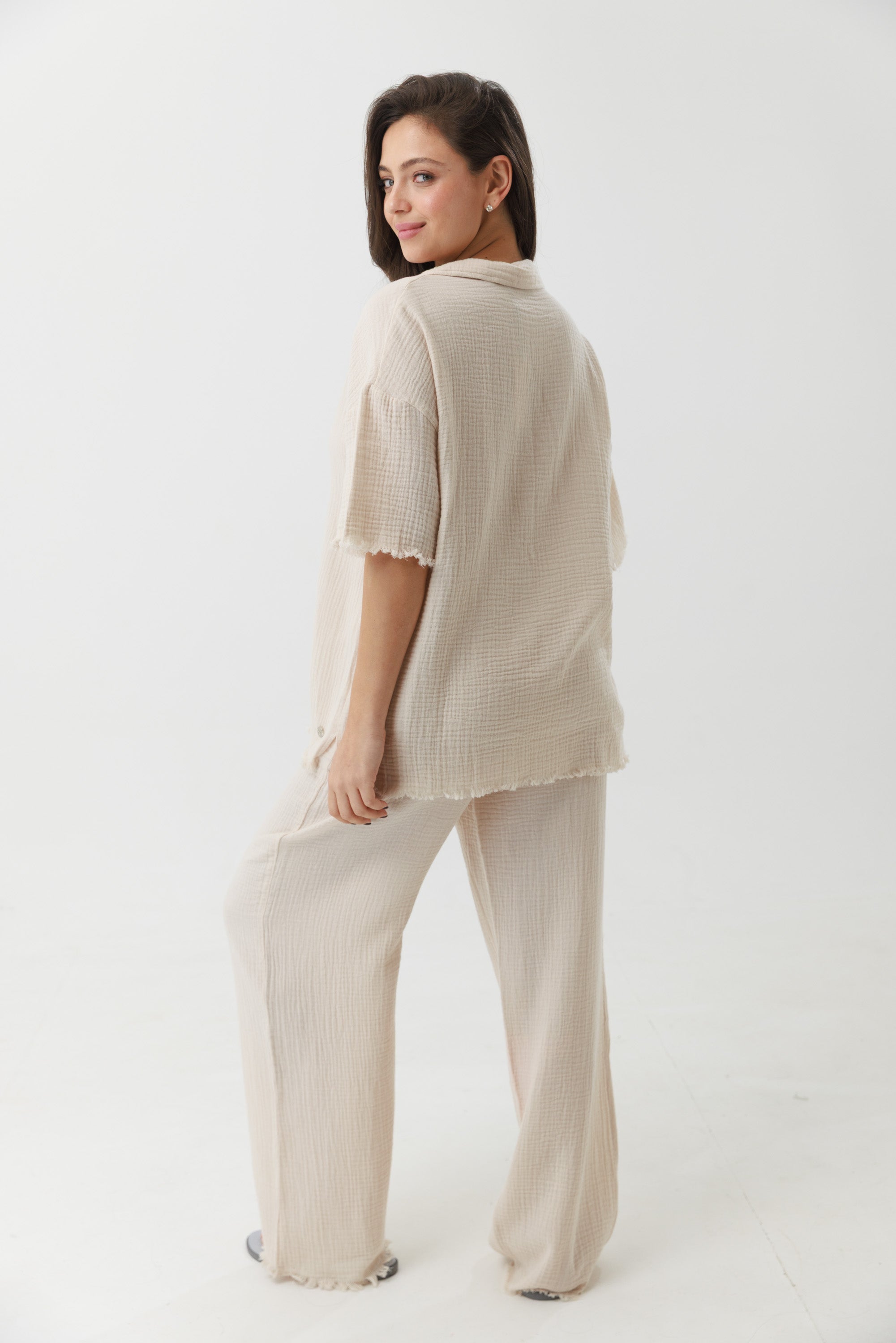 חליפת פנאי טטרה מכופתרת 100% כותנה