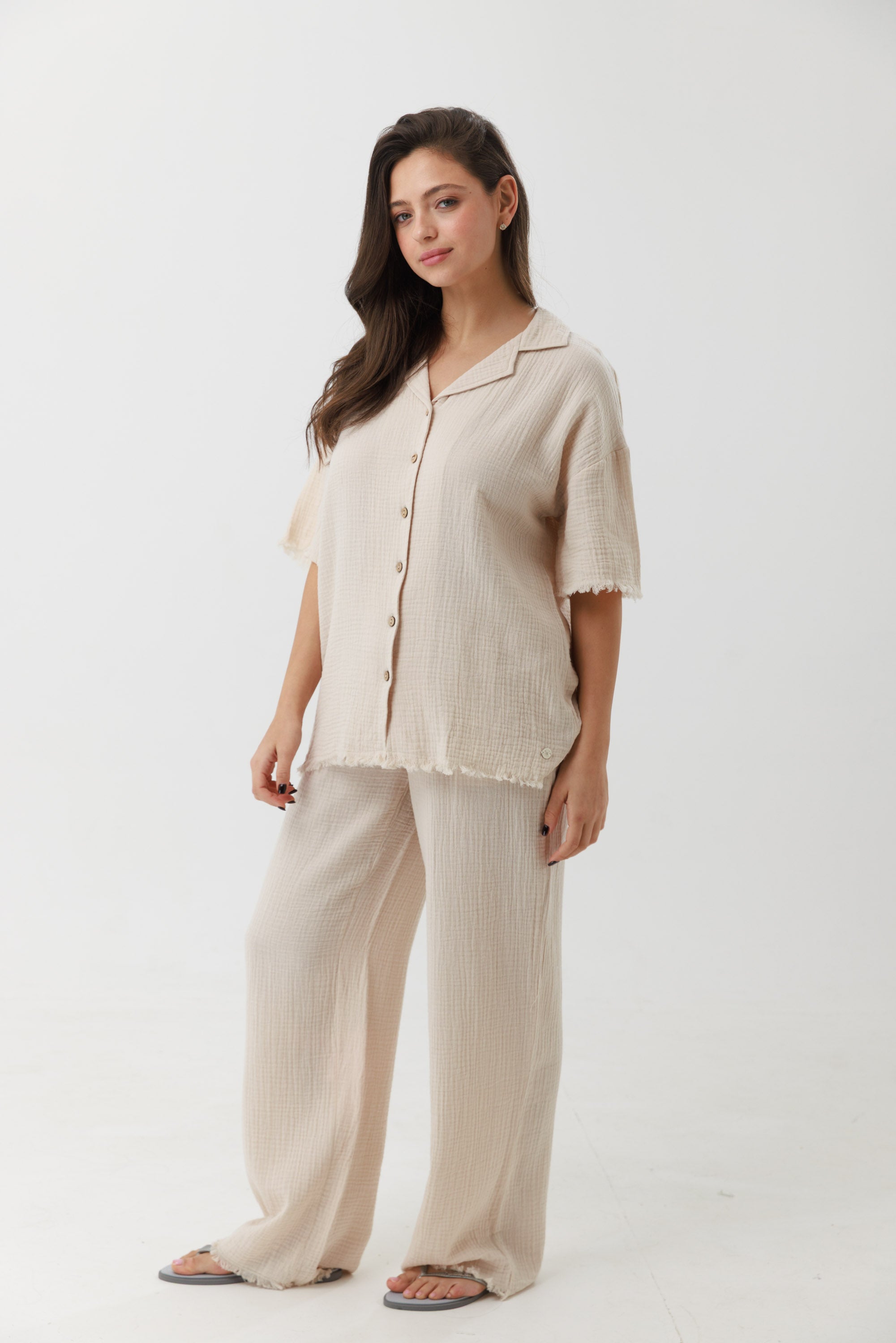 חליפת פנאי טטרה מכופתרת 100% כותנה